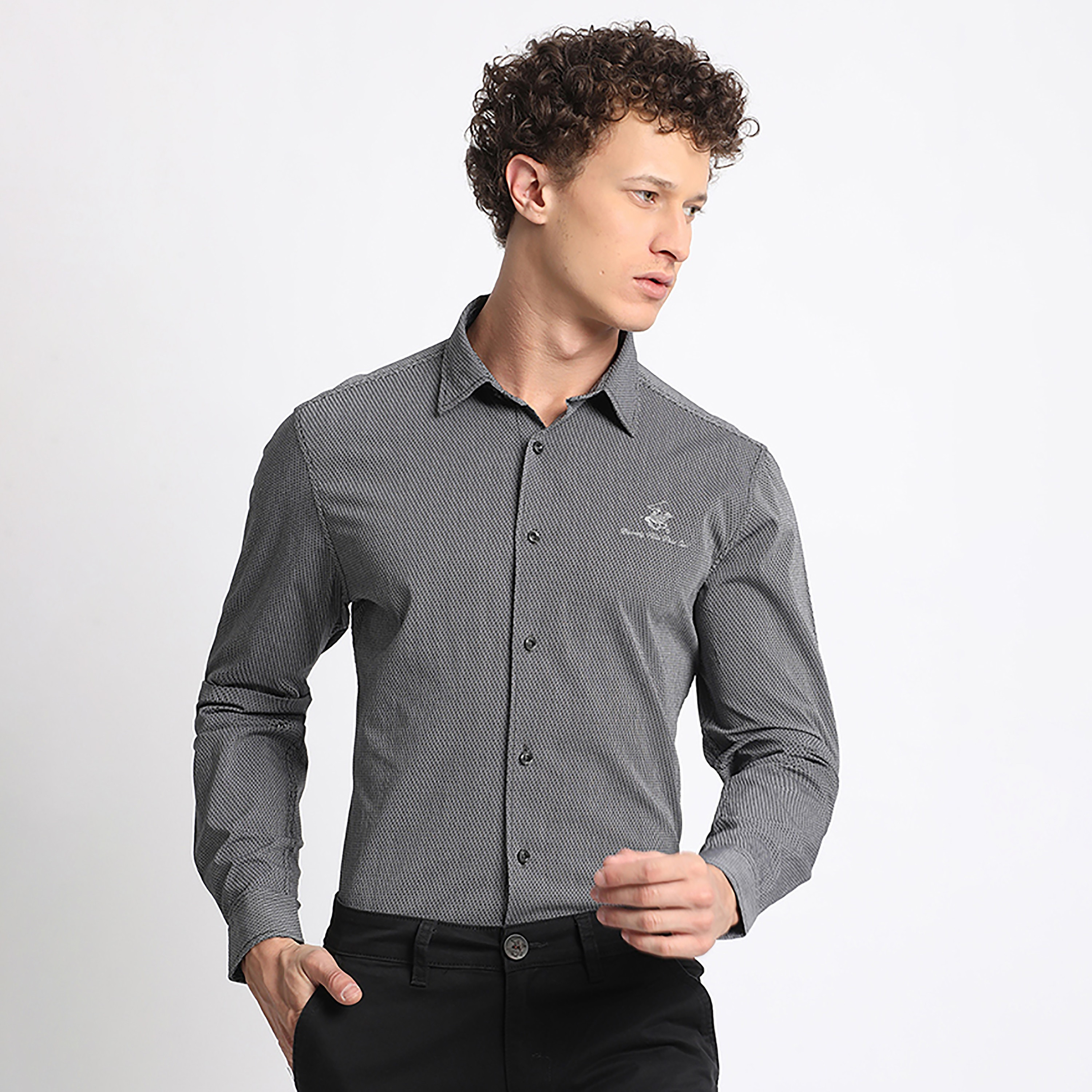 قميص فارمل من بيفرلي هيلز بولو كلوب بأكمام طويلة مع تيلرد فيت ذو مطبوع-men-clothing-shirts-image-1