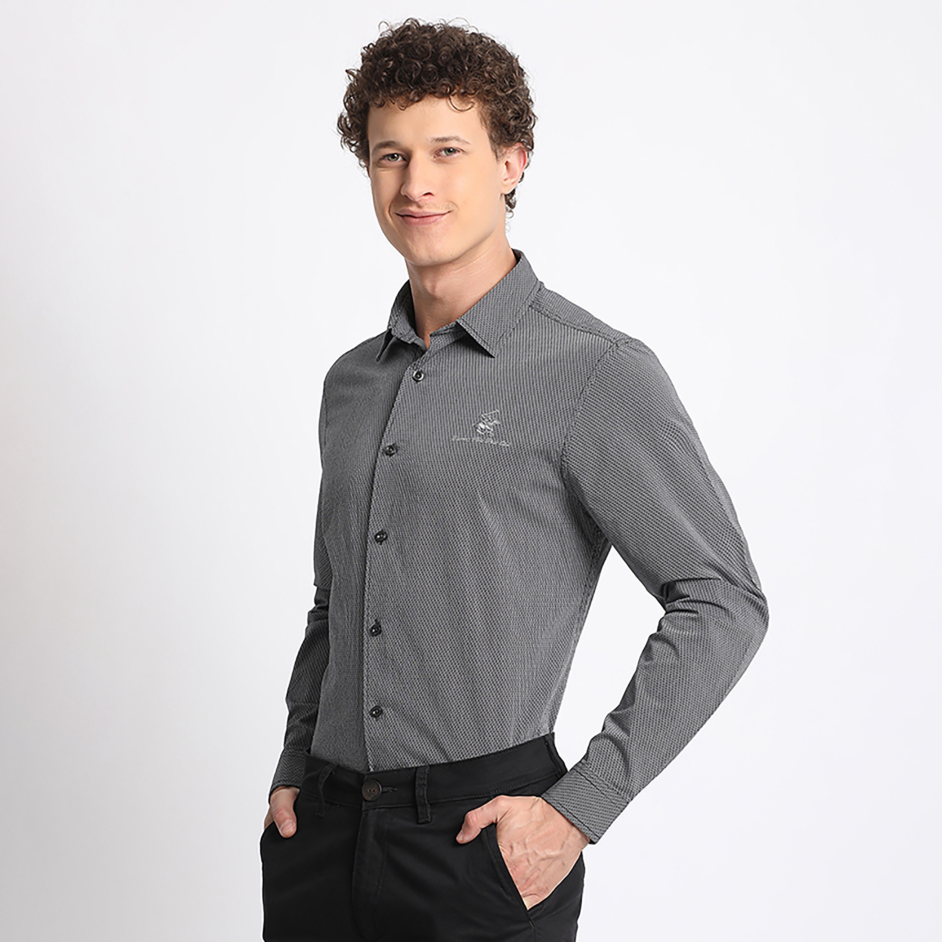 قميص فارمل من بيفرلي هيلز بولو كلوب بأكمام طويلة مع تيلرد فيت ذو مطبوع-men-clothing-shirts-image-2