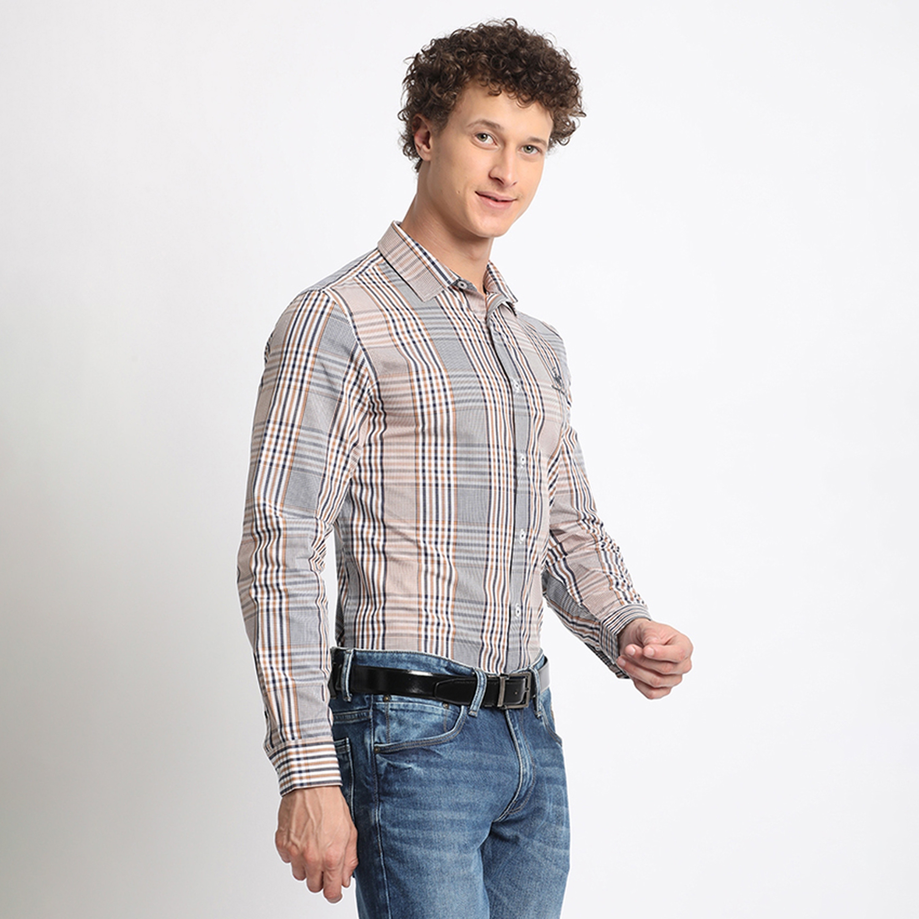 Beverly Hills Polo Club Regular Fit Checked Spread Collar Long Sleeves Men's Shirt-men-clothing-shirts-image-3