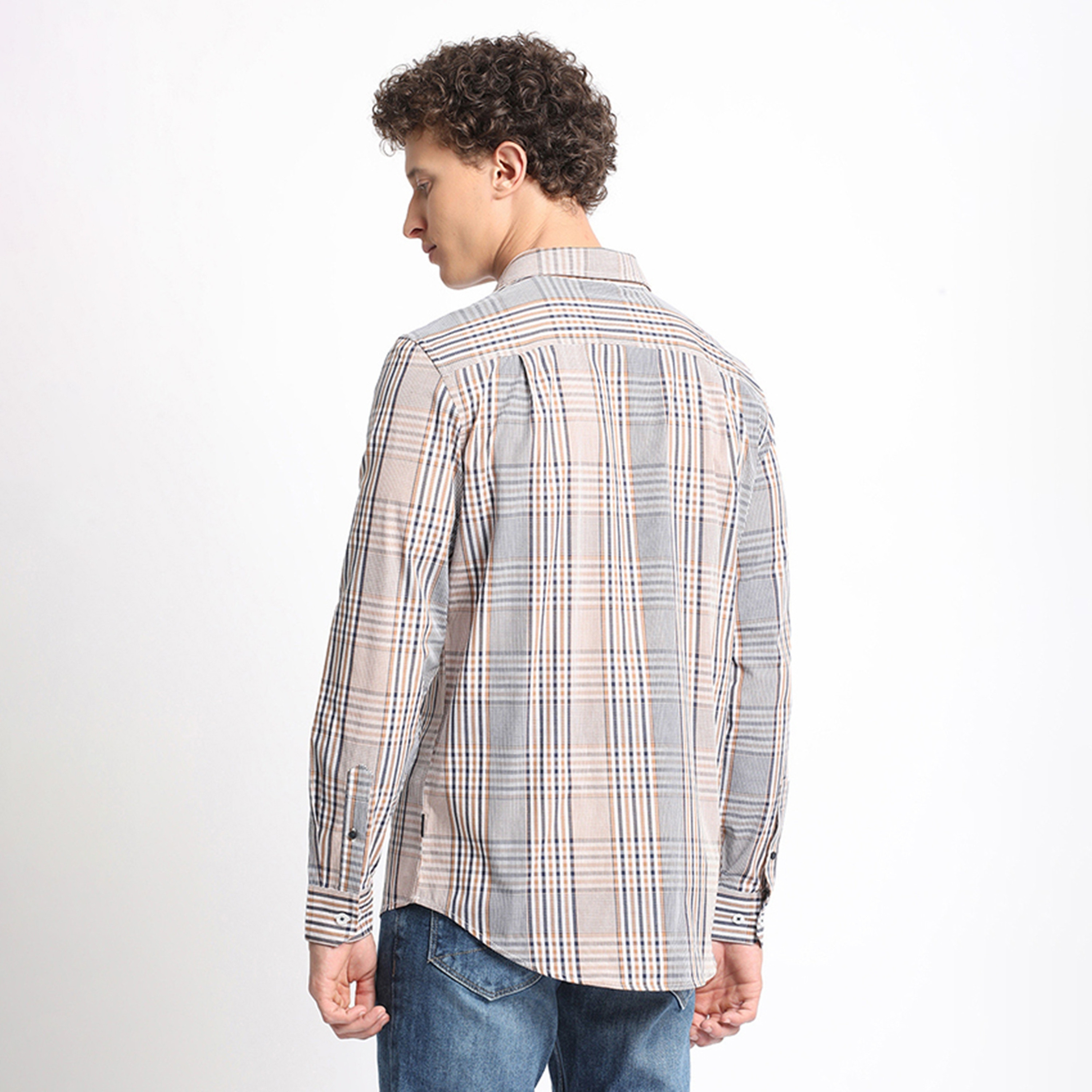 Beverly Hills Polo Club Regular Fit Checked Spread Collar Long Sleeves Men's Shirt-men-clothing-shirts-image-4