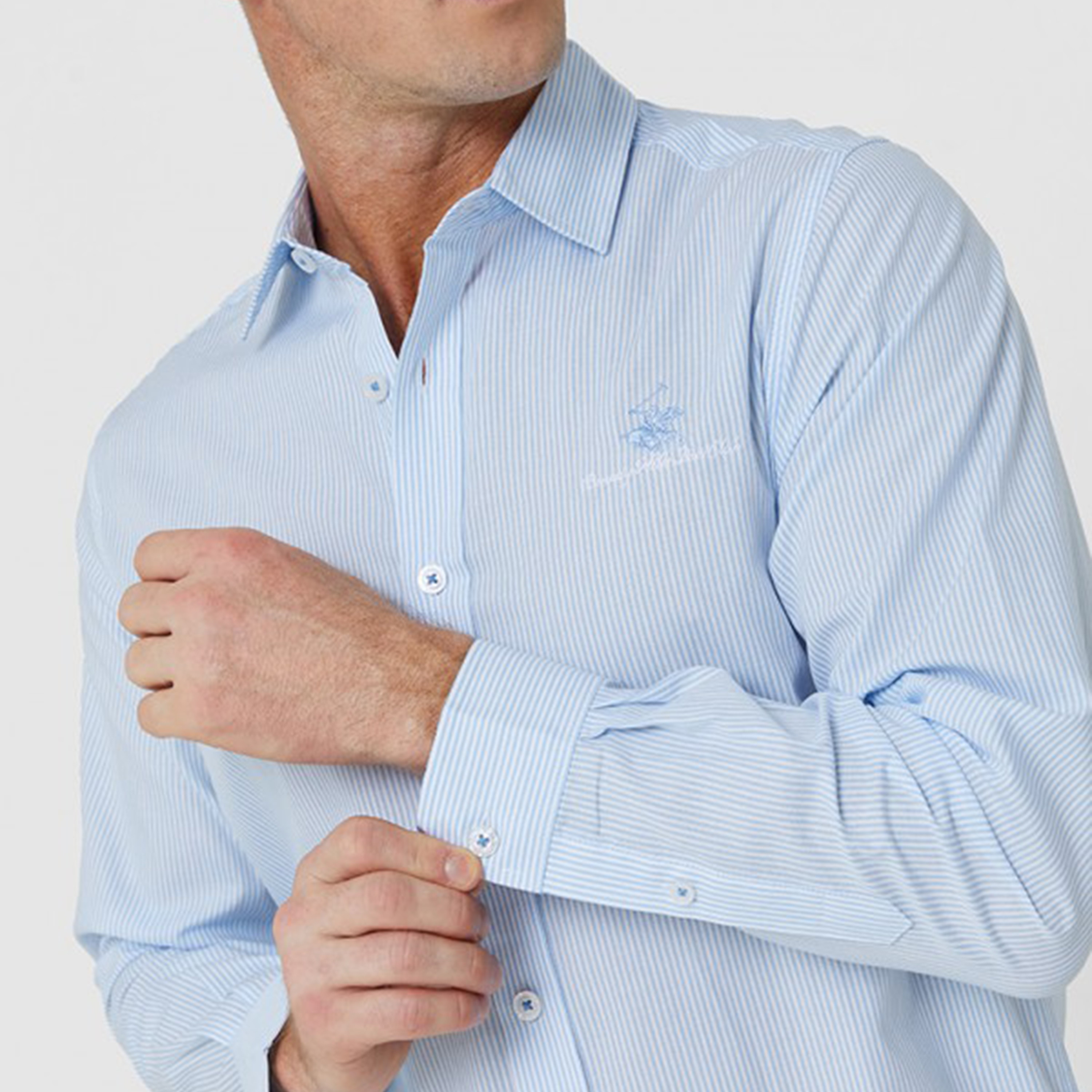 قميص من بيفرلي هيلز بولو كلوب بأكمام طويلة وياقة بمخطط-men-clothing-shirts-image-7