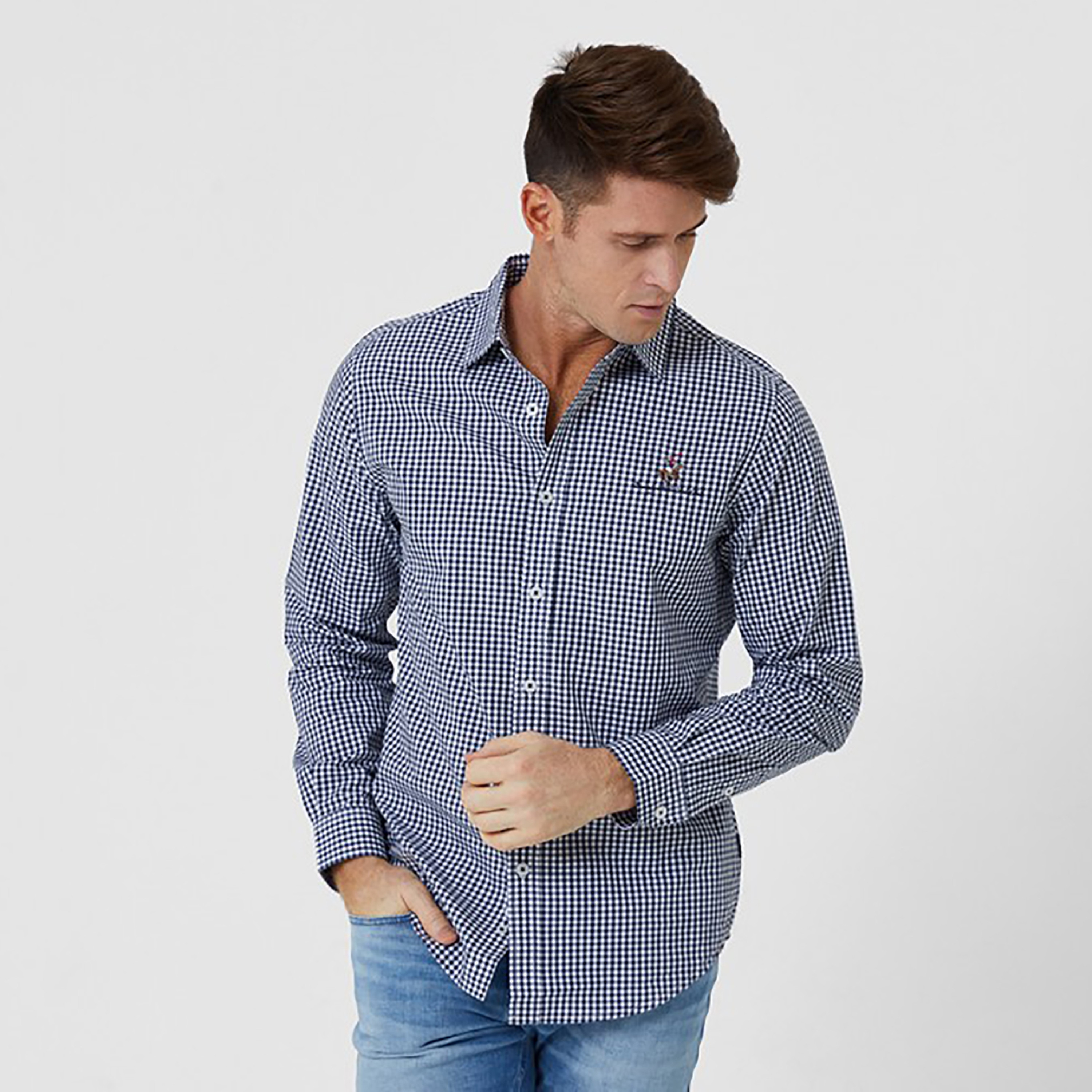 بيفرلي هيلز بولو كلوب-  قميص رجالي منقوش بأكمام طويلة وياقة-men-clothing-shirts-image-5