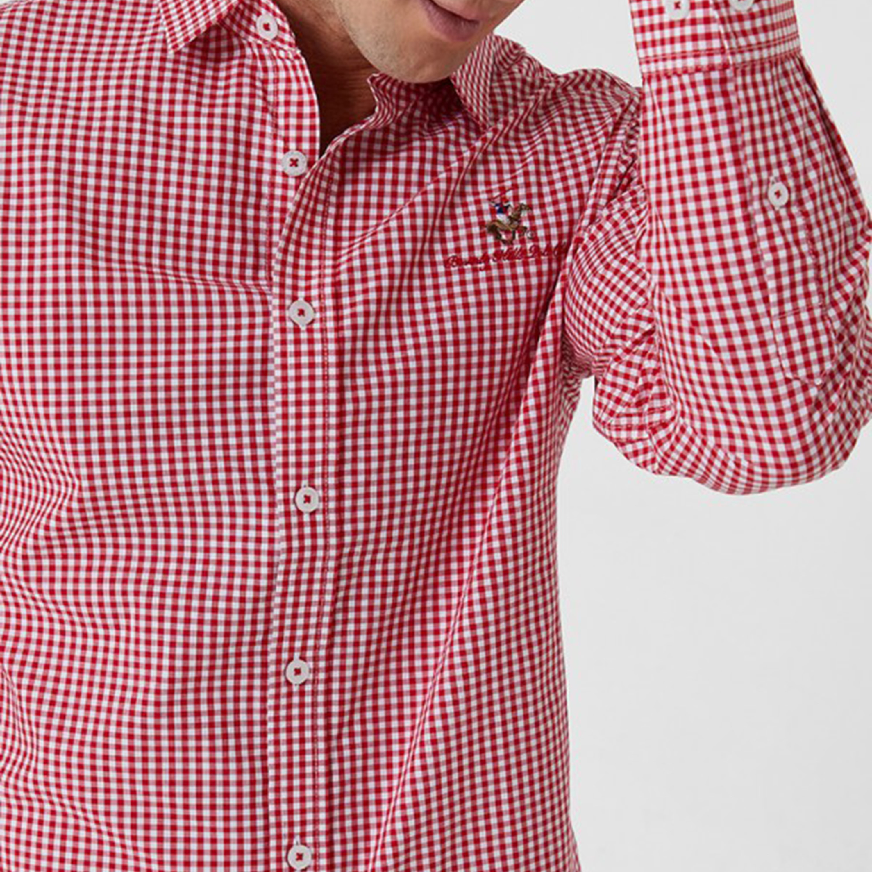 Beverly Hills Polo Club Men's Checked Collared Long Sleeve Shirt-men-clothing-shirts-image-3