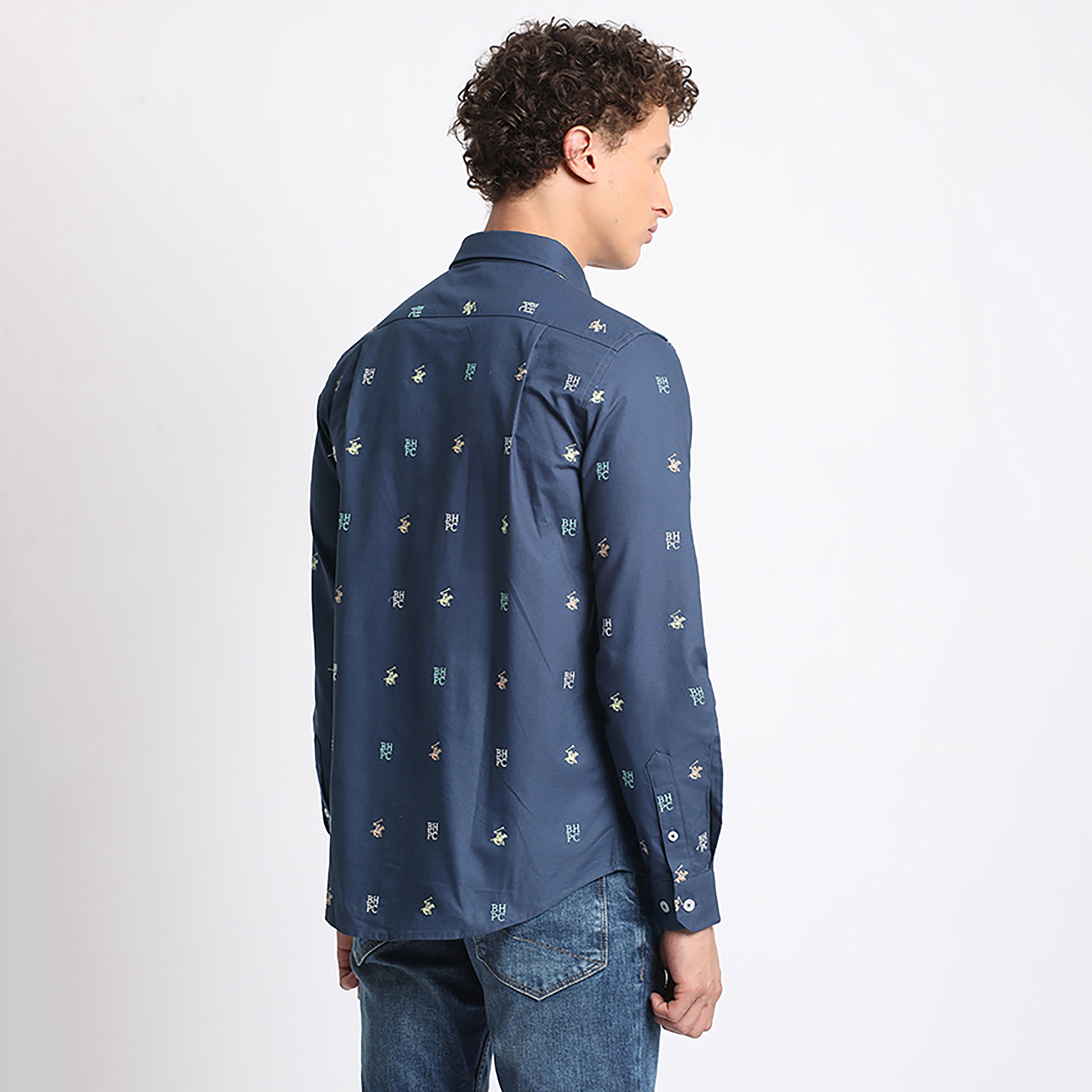 Beverly Hills Polo Club All Over Logo Classic Collar Long Sleeves Casual Shirt-men-clothing-shirts-image-4