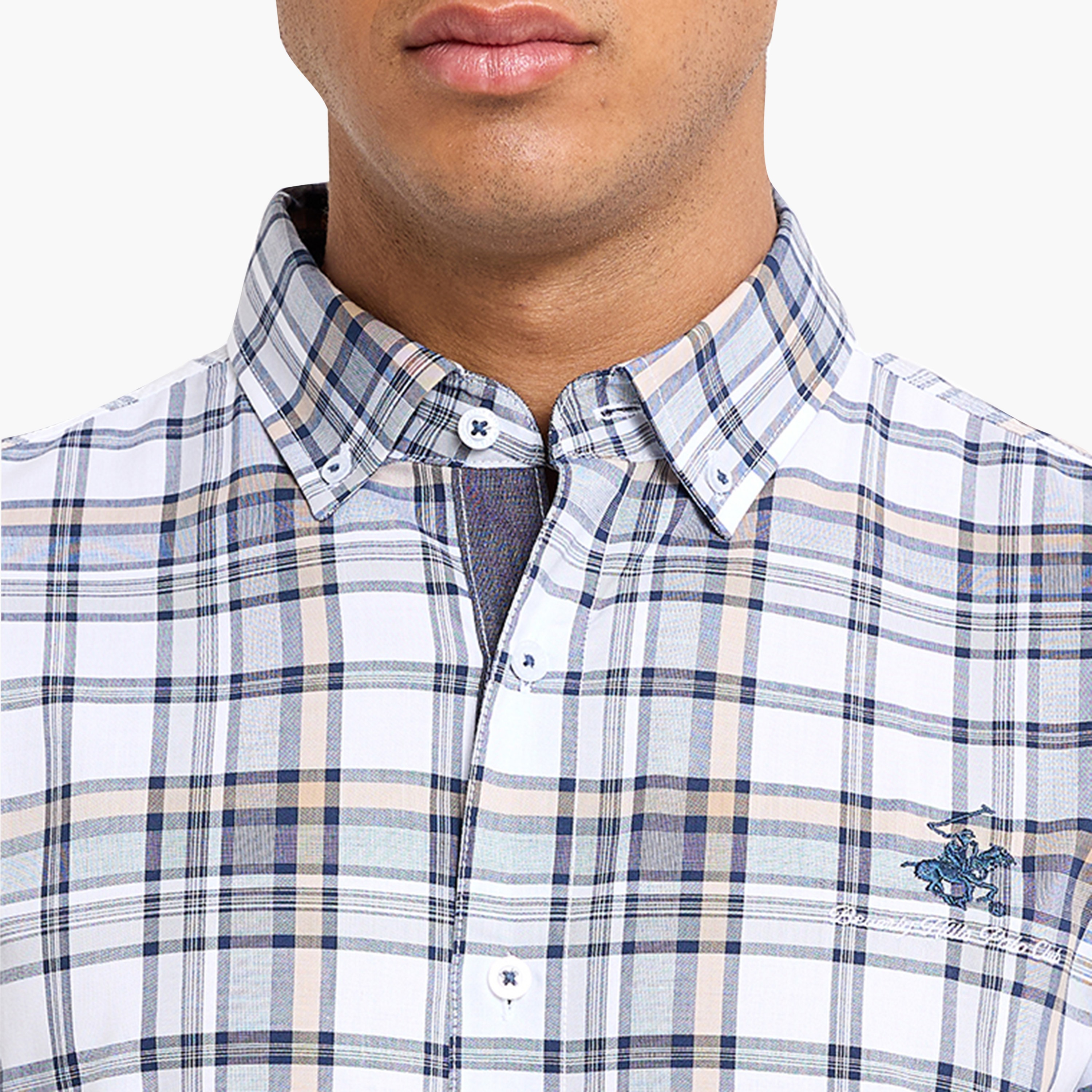 Beverly Hills Polo Club Regular Fit Checked Button Down Collar Long Sleeves Men's Shirt-men-clothing-shirts-image-2