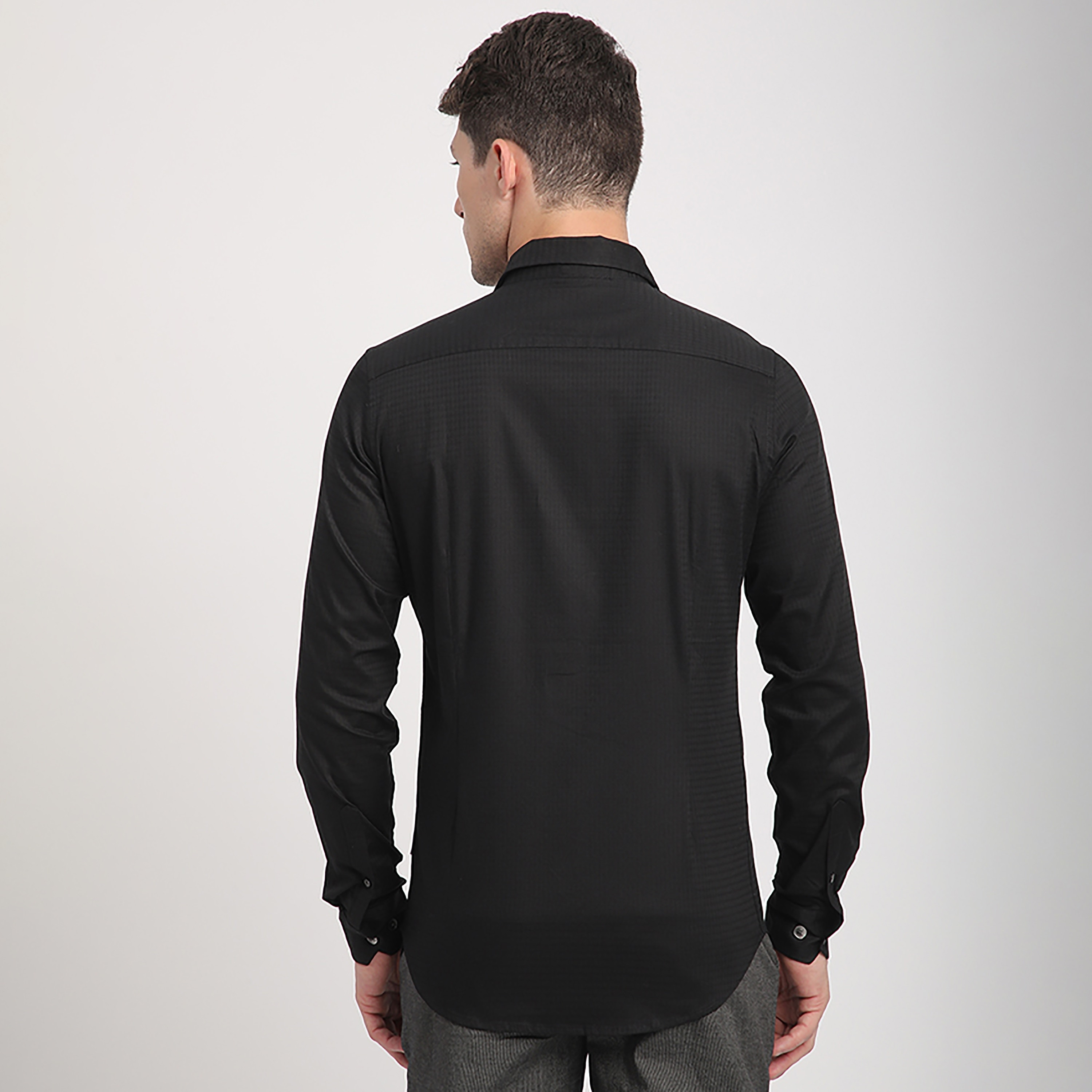 Beverly Hills Polo Club Regular Fit Micro Checks Collared Long Sleeves Men's Shirt-men-clothing-shirts-image-4