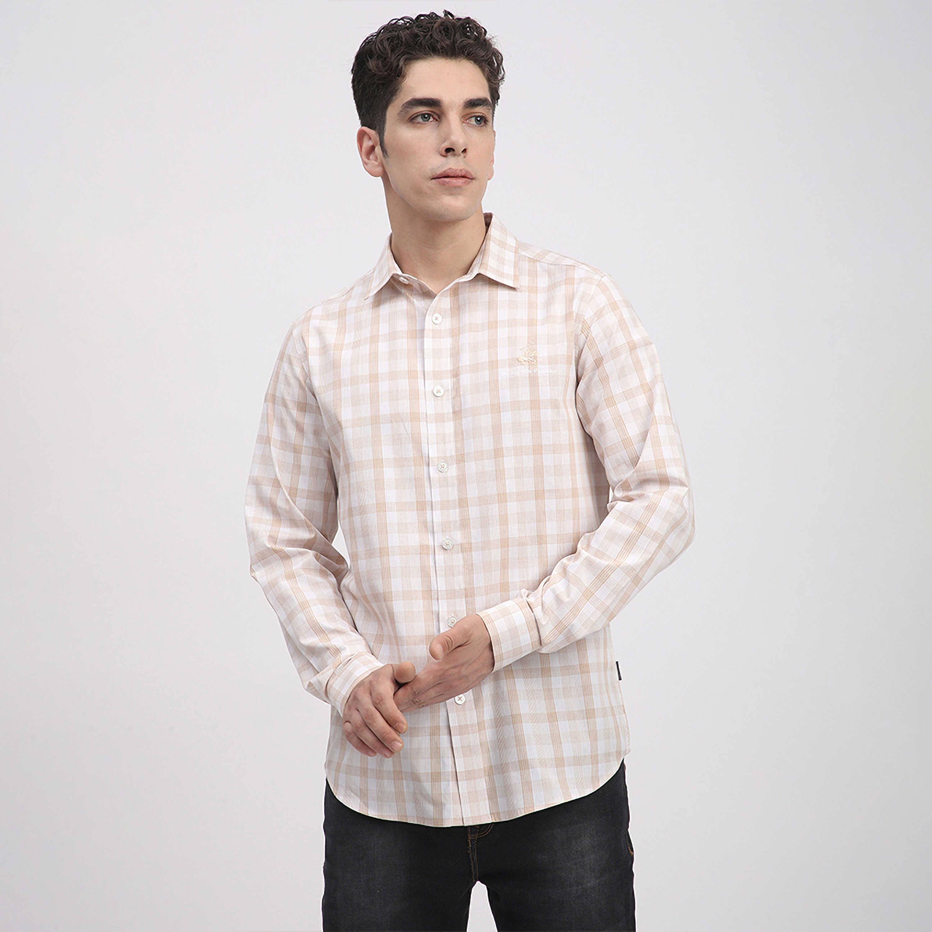 Beverly Hills Polo Club Regular Fit Checked Spread Collar Long Sleeves Men's Shirt-men-clothing-shirts-image-1