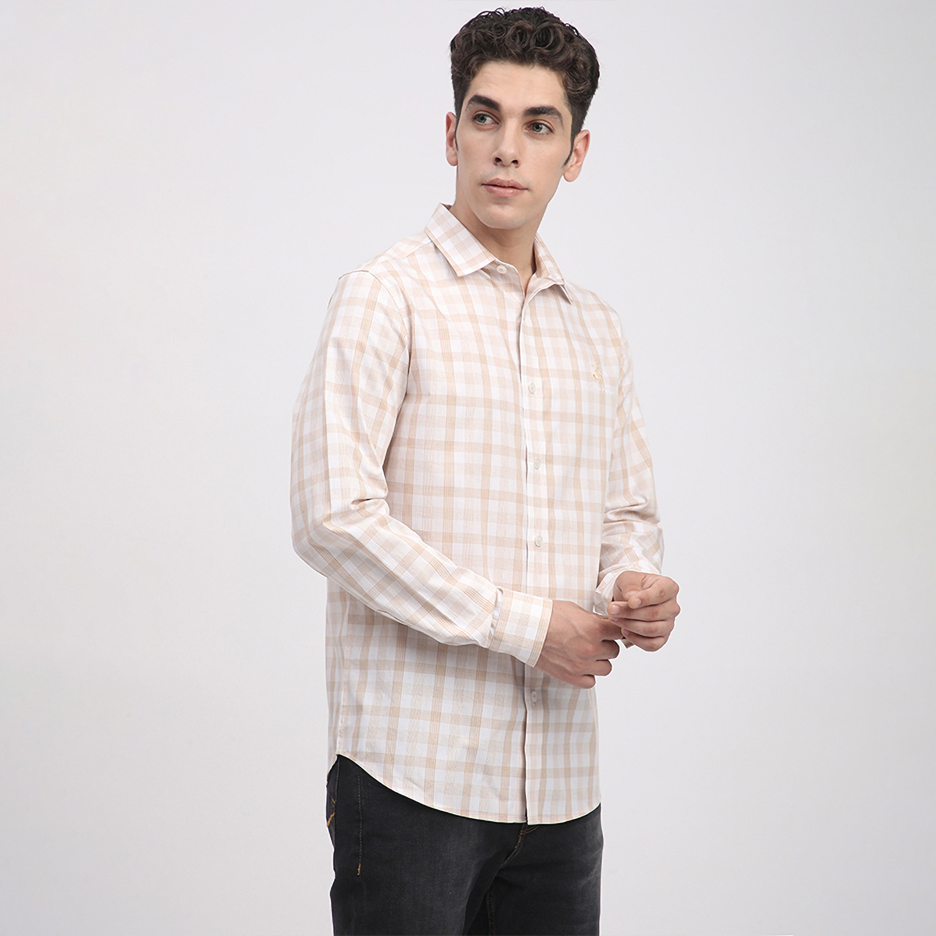 Beverly Hills Polo Club Regular Fit Checked Spread Collar Long Sleeves Men's Shirt-men-clothing-shirts-image-3