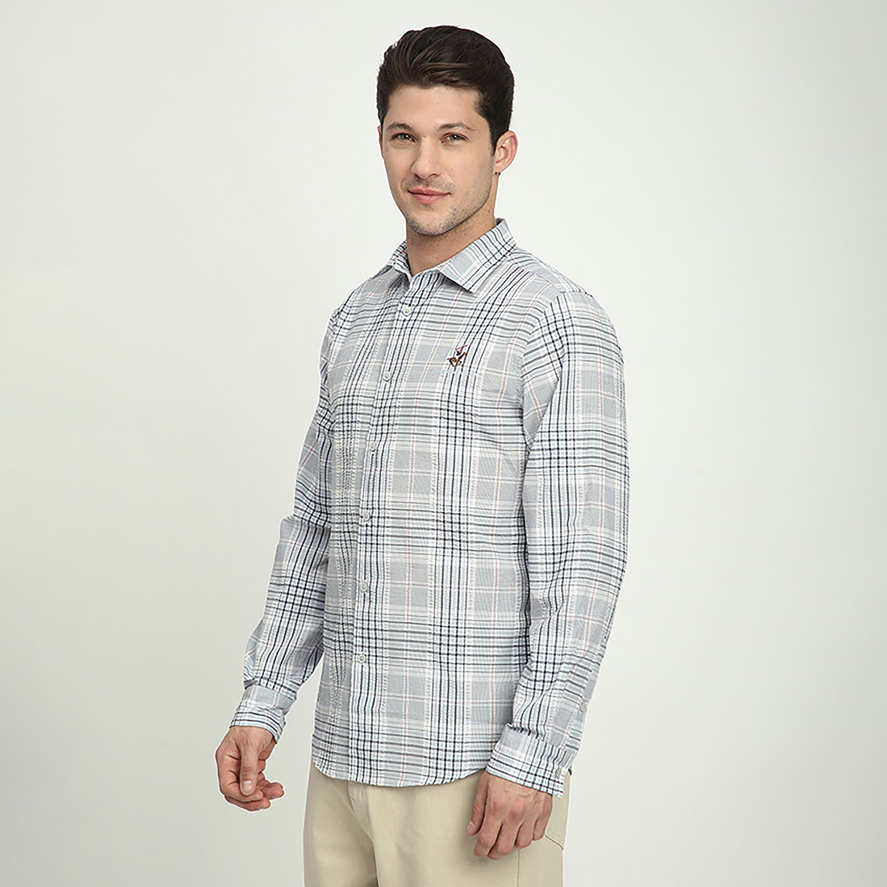قميص رجالي بقصة عادية ومربعات وياقة وأكمام طويلة من بيفرلي هيلز بولو كلوب-men-clothing-shirts-image-2