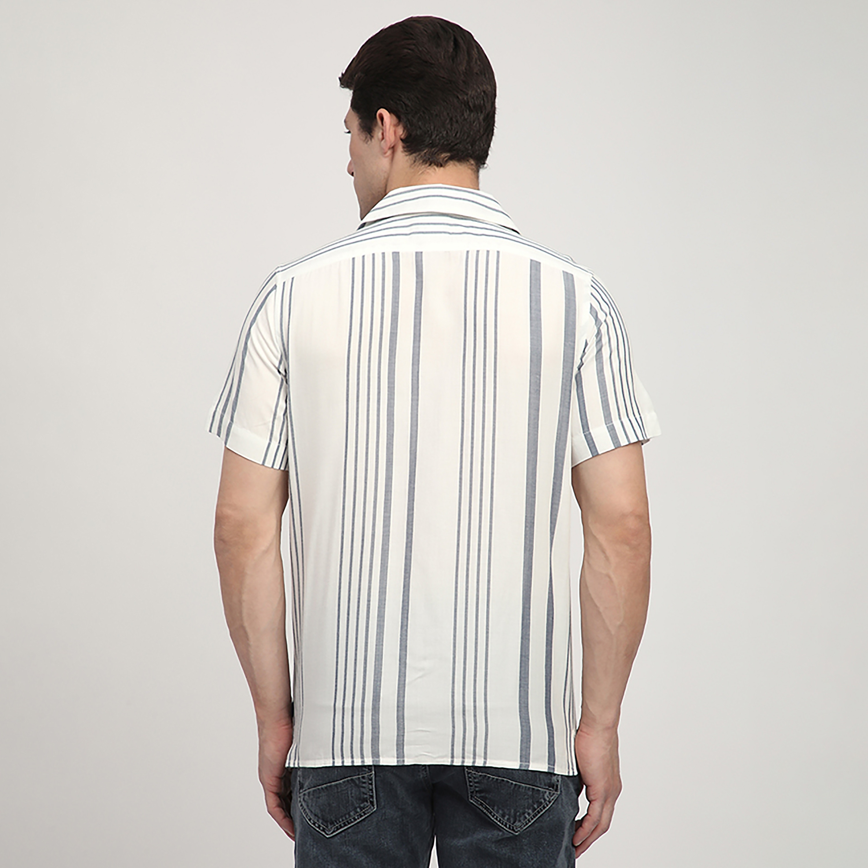 Beverly Hills Polo Club Regular Fit Striped Cuban Collar Short Sleeves Men's Shirt-men-clothing-shirts-image-4