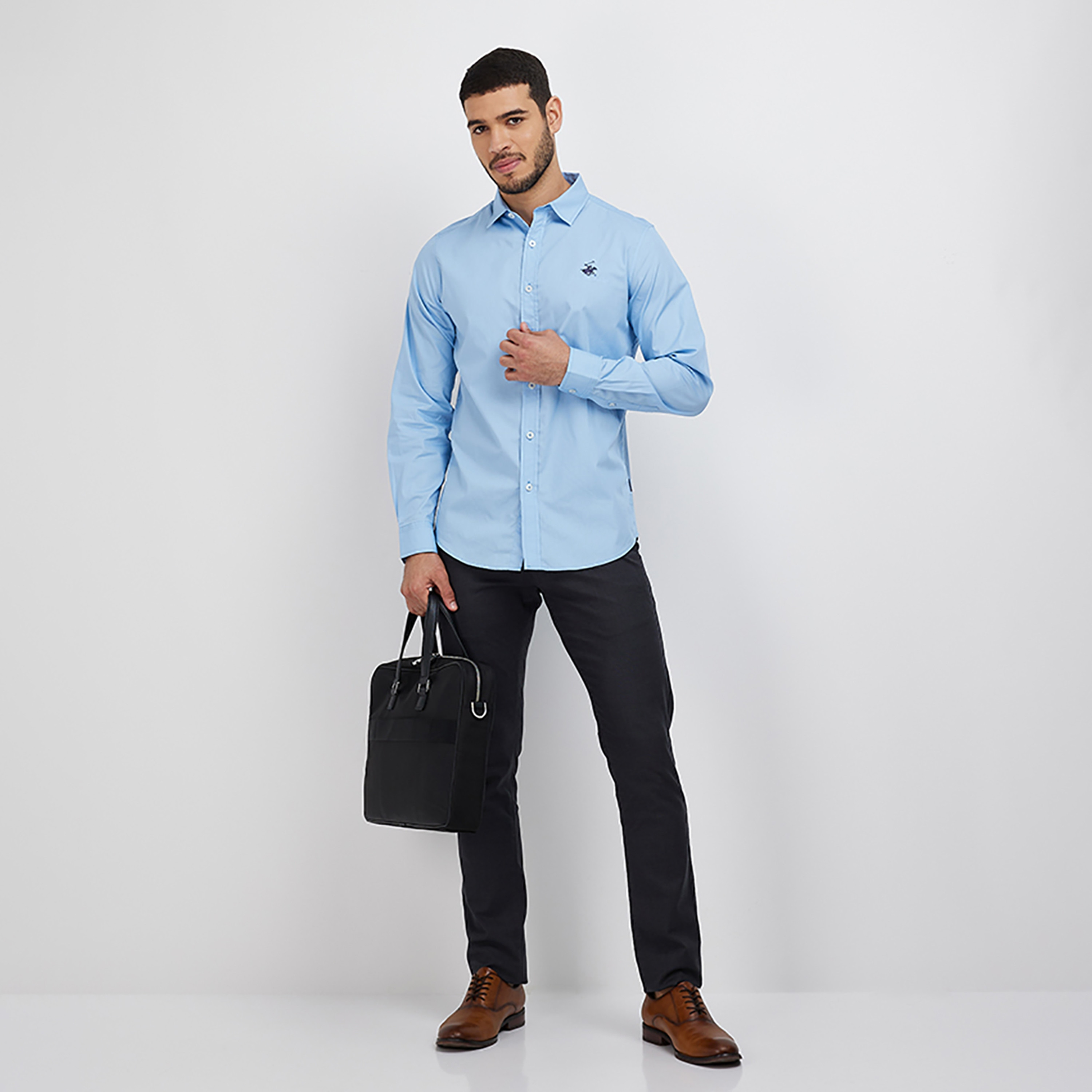 قميص كاجوال من بيفرلي هيلز بولو كلوب بأكمام طويلة وياقة واسعة ذو شعار-men-clothing-shirts-image-2