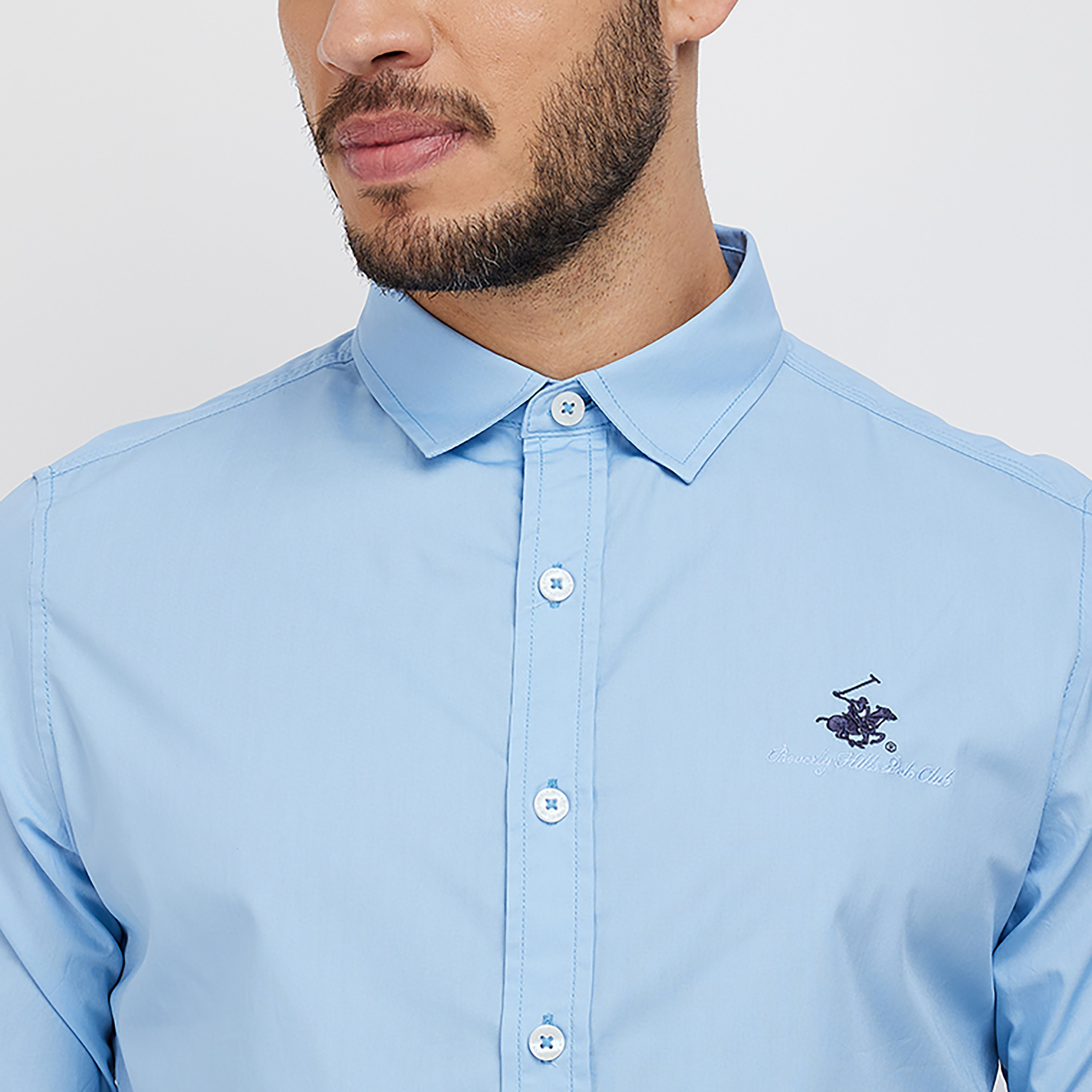 قميص كاجوال من بيفرلي هيلز بولو كلوب بأكمام طويلة وياقة واسعة ذو شعار-men-clothing-shirts-image-3