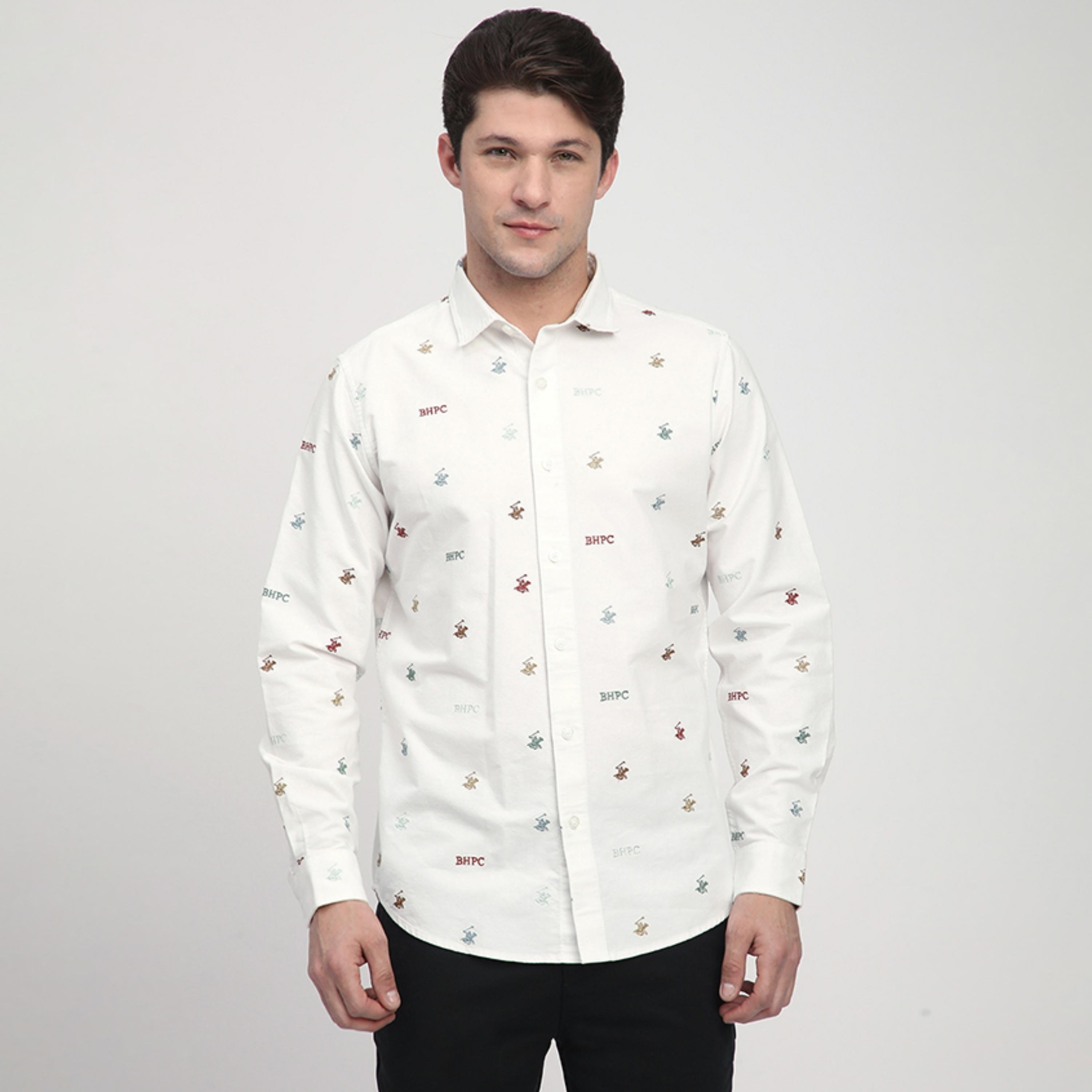 قميص رجالي بقصّة عادية وطبعة شعار وأكمام طويلة وياقة من بيفرلي هيلز بولو كلوب-men-clothing-shirts-image-5