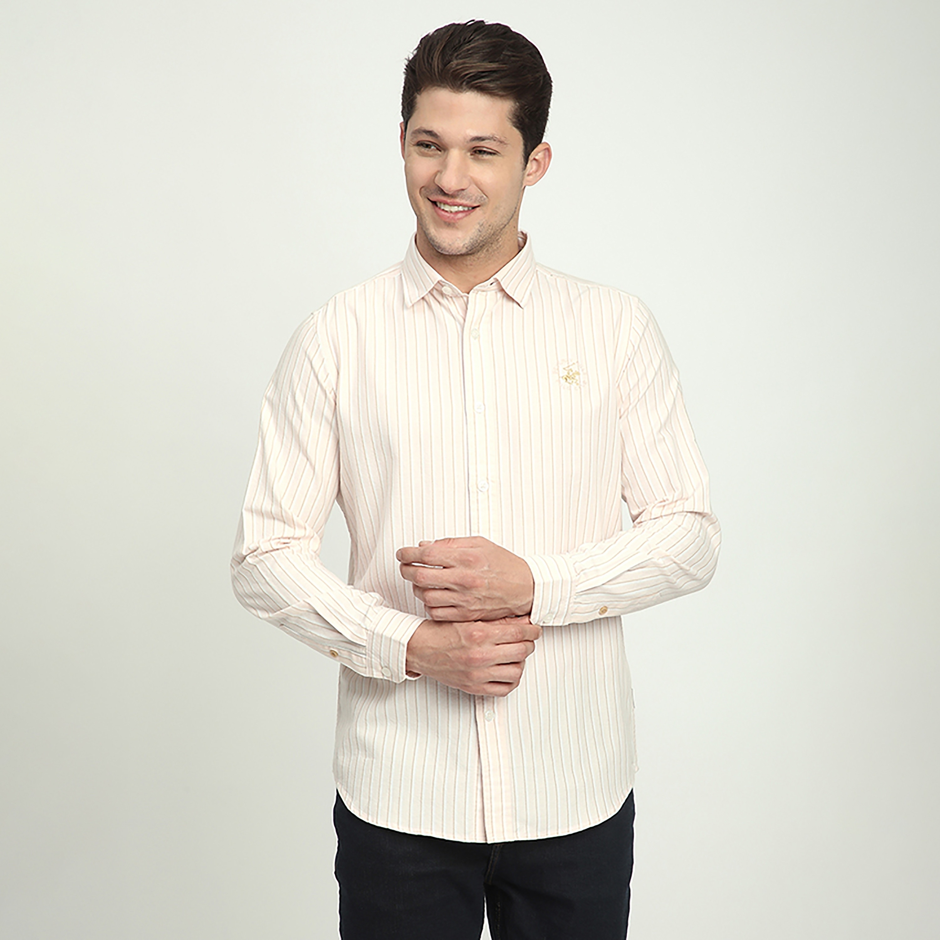 Beverly Hills Polo Club Regular Fit Striped Collared Long Sleeves Men's Shirt-men-clothing-shirts-image-1