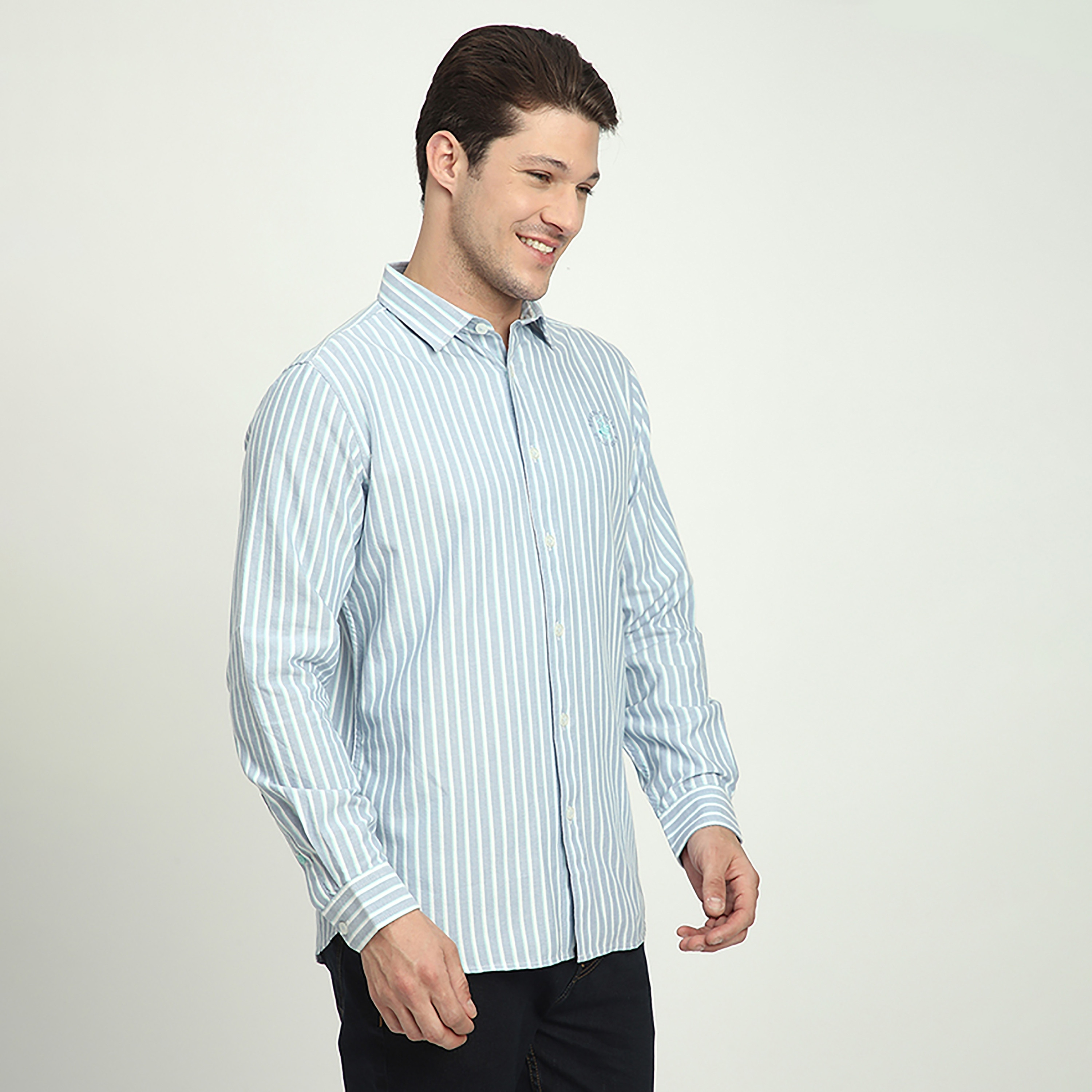 قميص رجالي مخطط بياقة وأكمام طويلة بقصّة عادية من بيفرلي هيلز بولو كلوب-men-clothing-shirts-image-6