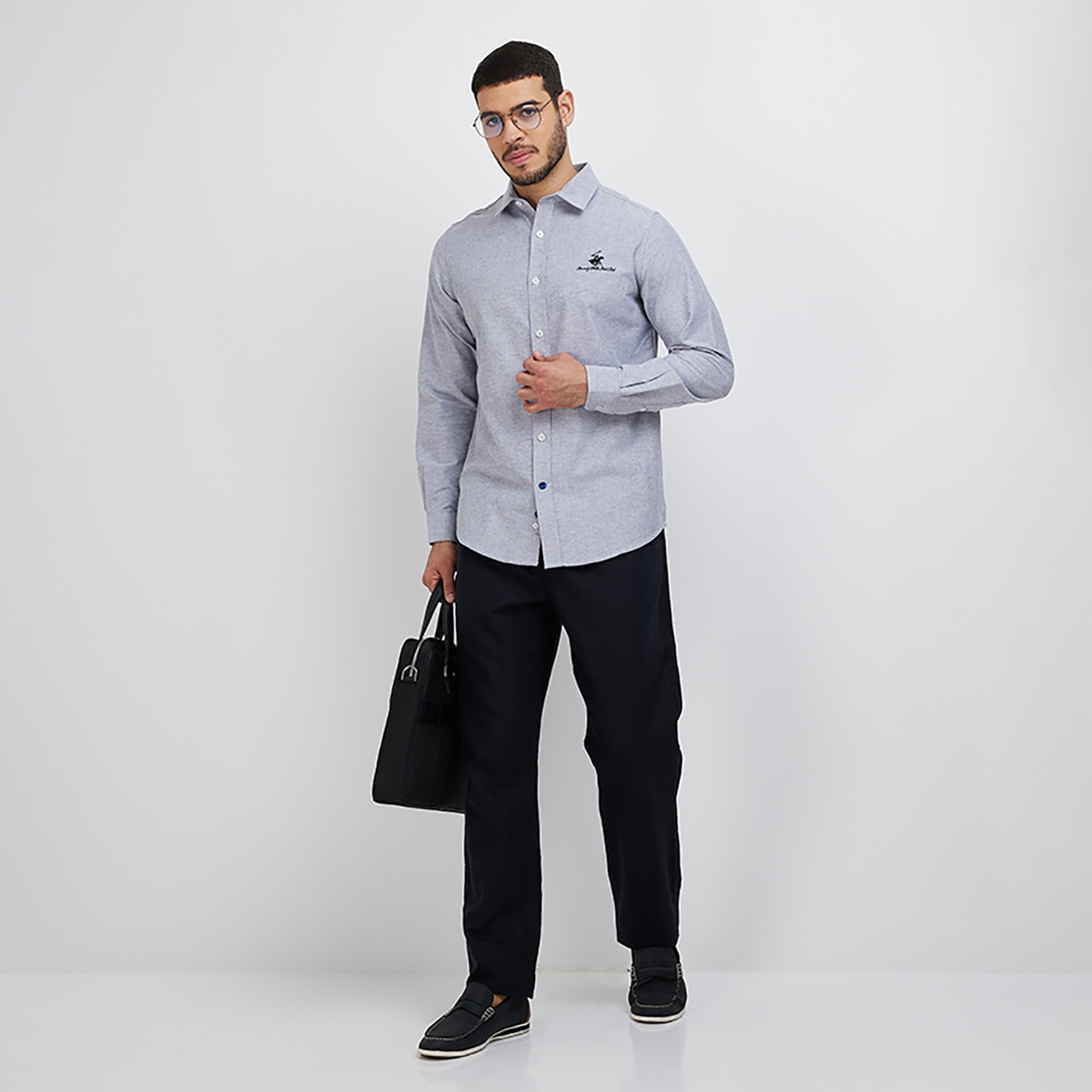 قميص كاجوال من بيفرلي هيلز بولو كلوب بأكمام طويلة وياقة واسعة ذو شعار-men-clothing-shirts-image-2