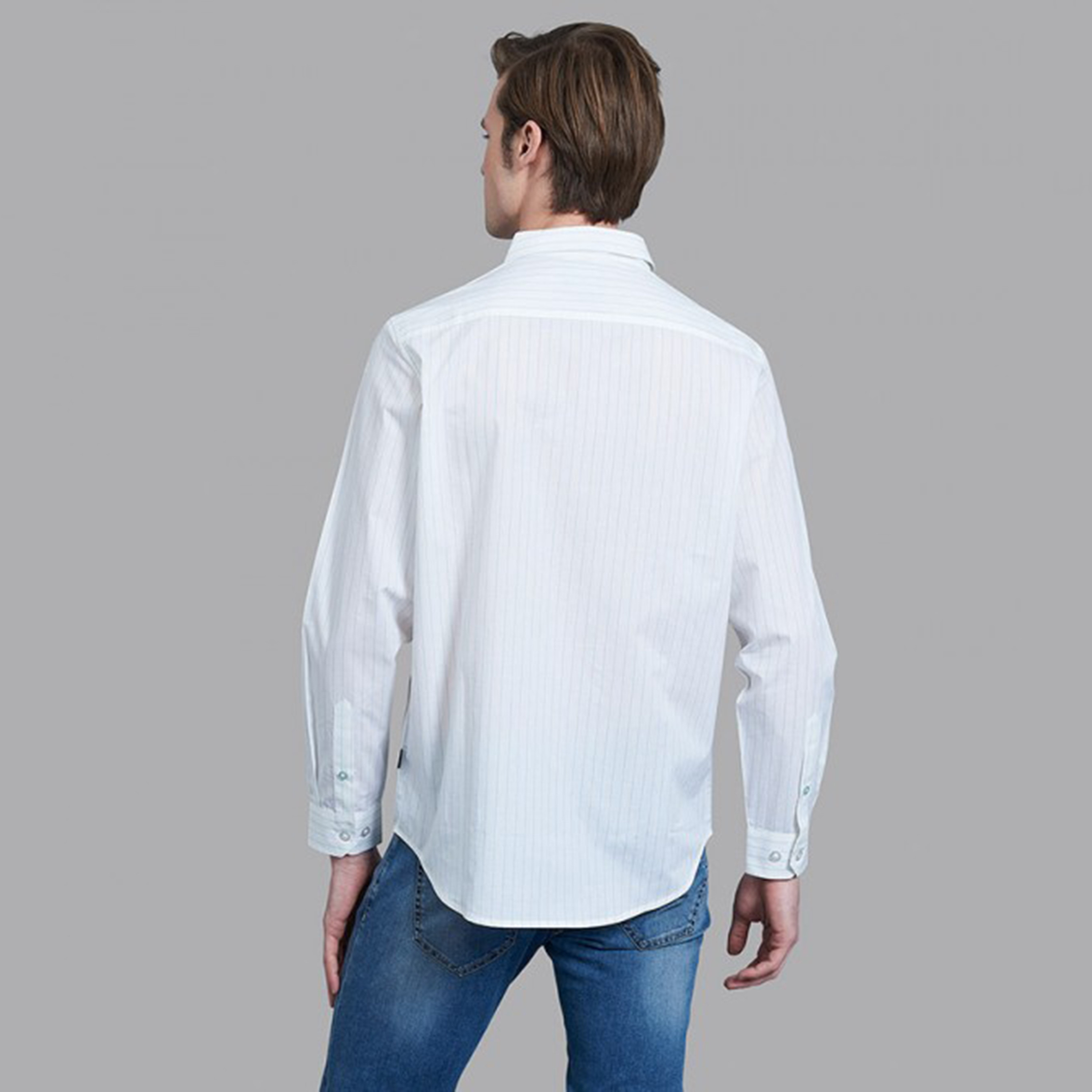 قميص بياقة مع جيب باتش مخطط بلون ابیض من بيفرلي هيلز بولو كلوب للرجال-men-clothing-shirts-image-4