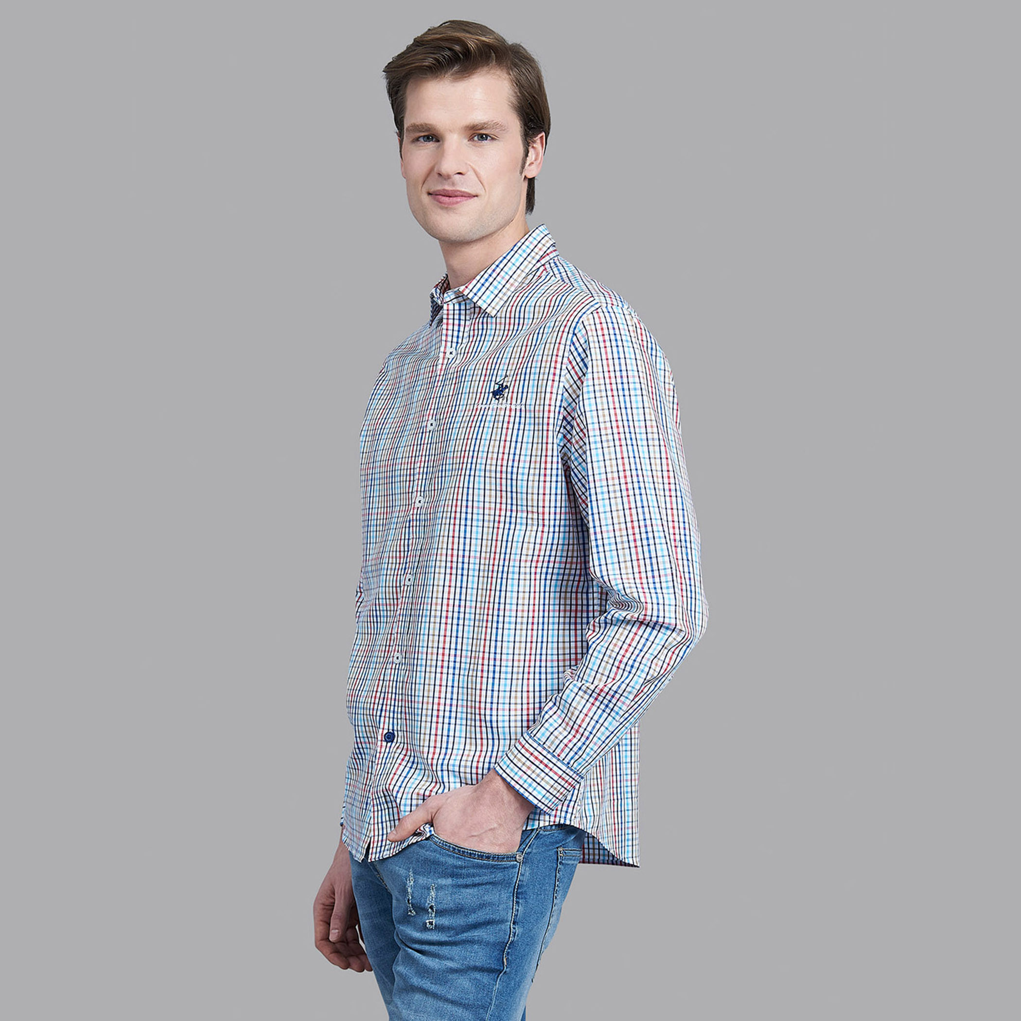 قميص بيفرلي هيلز بولو كلوب رجالي متعدد الألوان بياقة مربعات-men-clothing-shirts-image-6