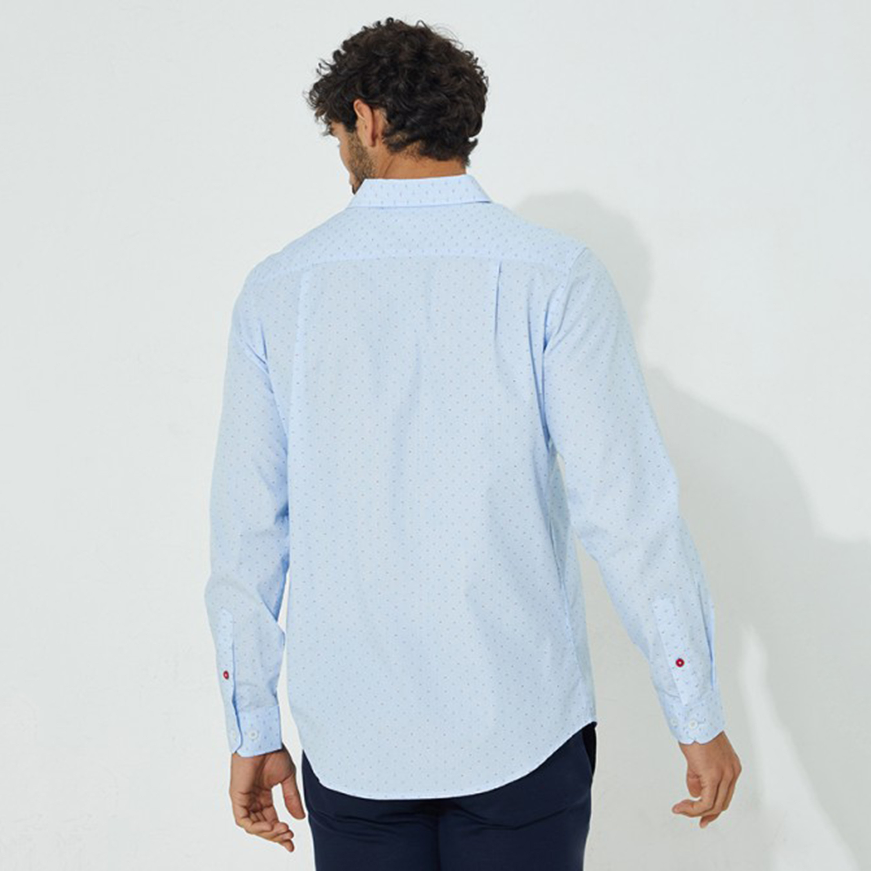 Beverly Hills Polo Club Men Blue Micro Dot Collared Shirt with Button Closure-men-clothing-shirts-image-2