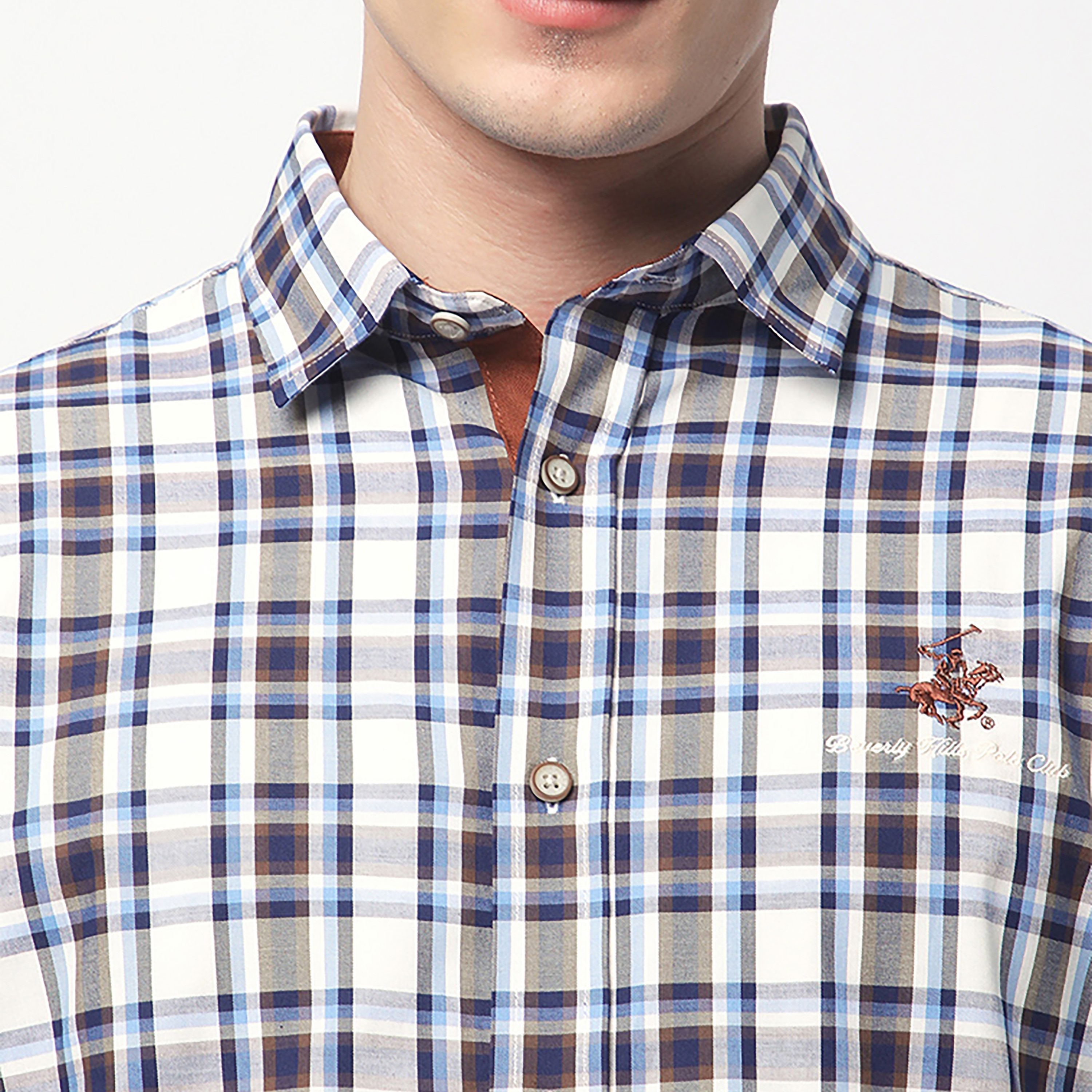Beverly Hills Polo Club Regular Fit Checked Spread Collar Long Sleeves Men's Shirt-men-clothing-shirts-image-2