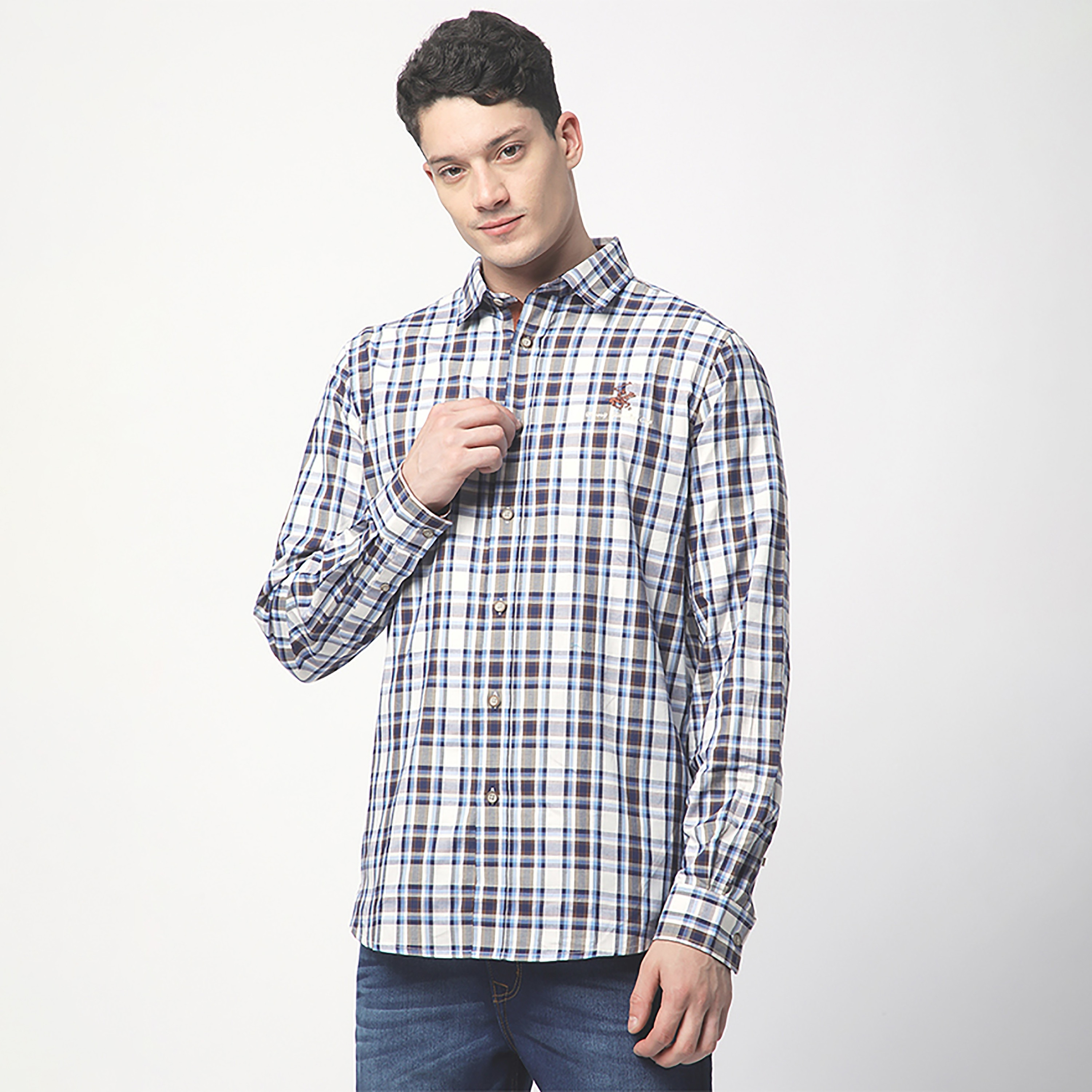 Beverly Hills Polo Club Regular Fit Checked Spread Collar Long Sleeves Men's Shirt-men-clothing-shirts-image-3