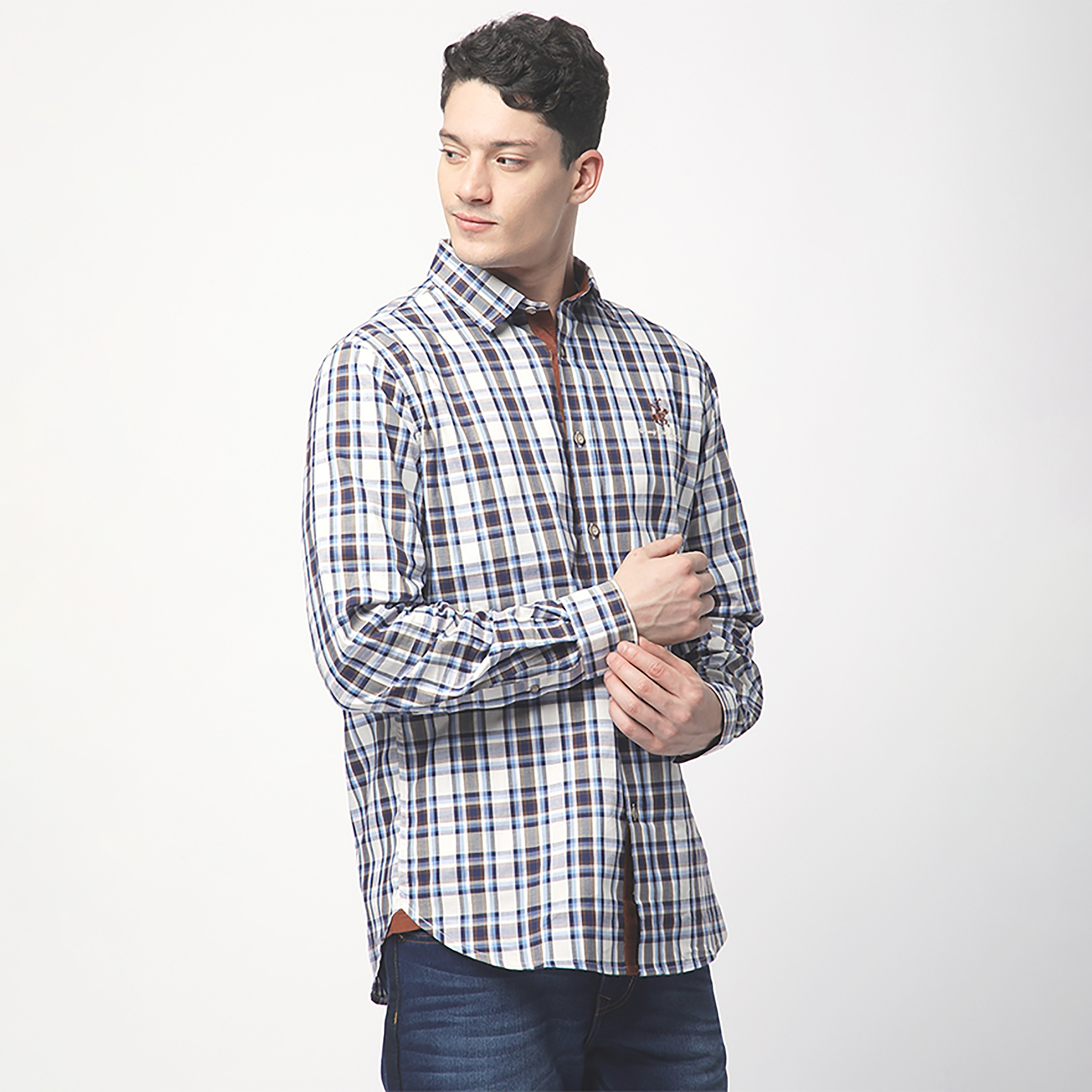 Beverly Hills Polo Club Regular Fit Checked Spread Collar Long Sleeves Men's Shirt-men-clothing-shirts-image-4