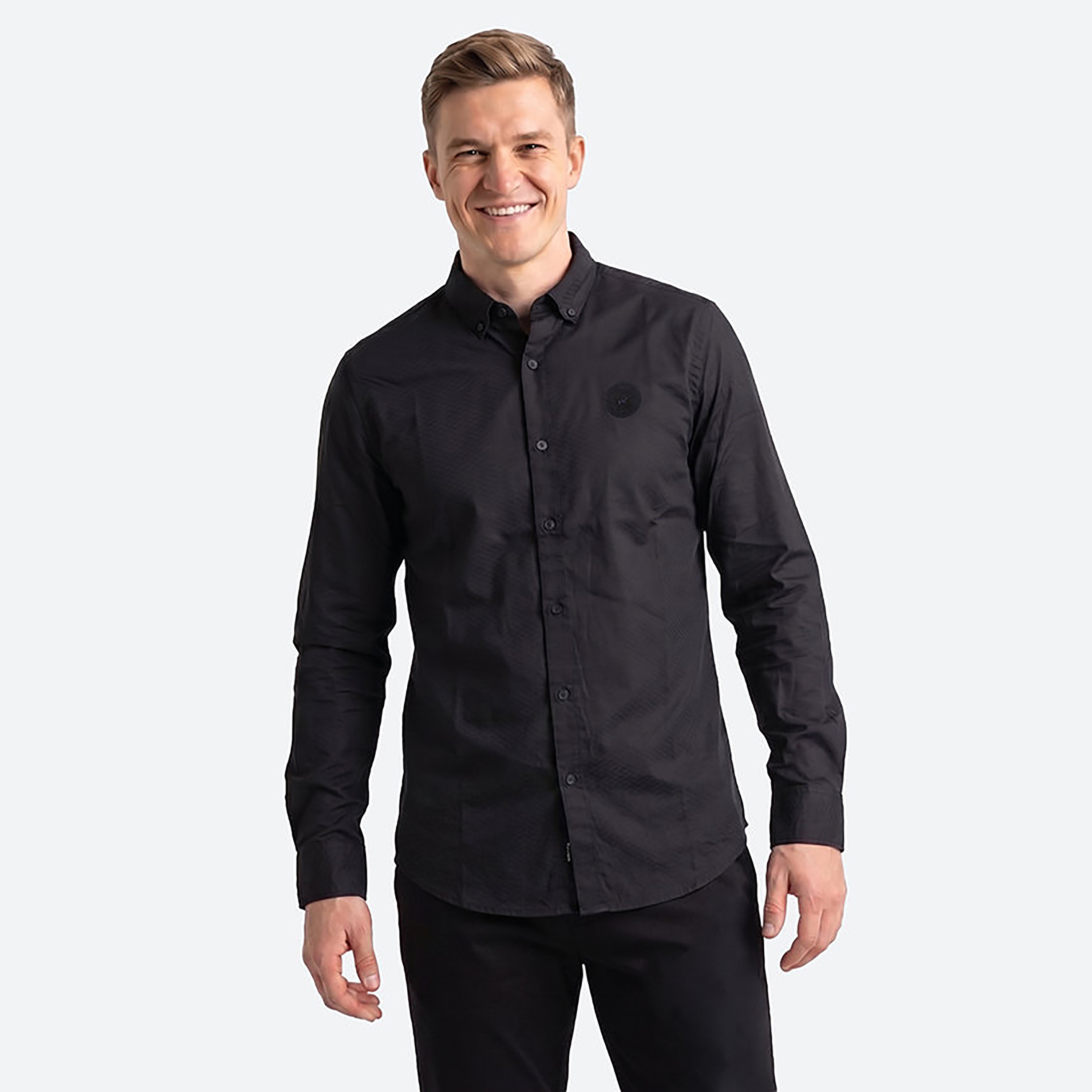 Beverly Hills Polo Club Regular Fit Textured Button-Down Collar Long Sleeves Men's Shirt-men-clothing-shirts-image-1