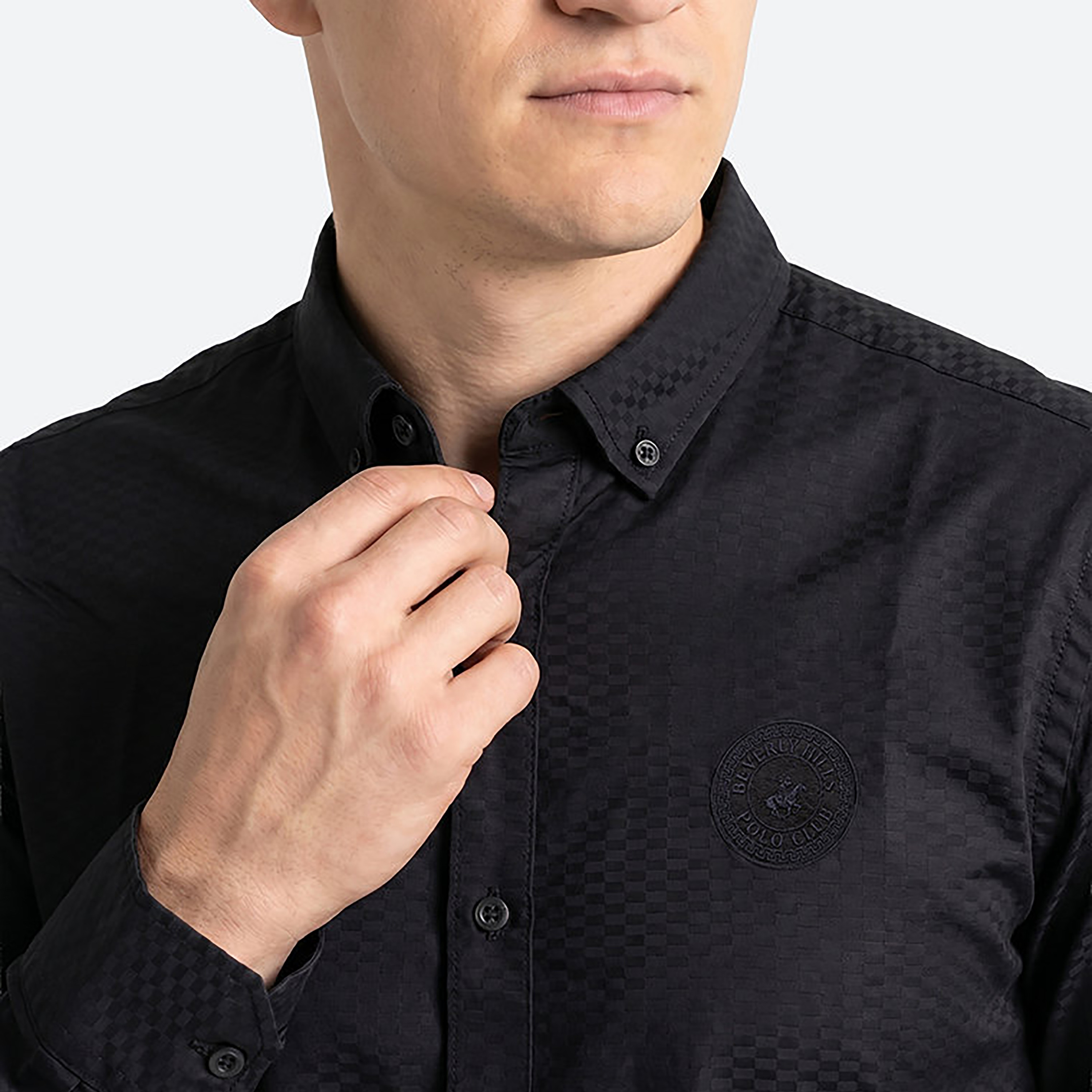 Beverly Hills Polo Club Regular Fit Textured Button-Down Collar Long Sleeves Men's Shirt-men-clothing-shirts-image-4