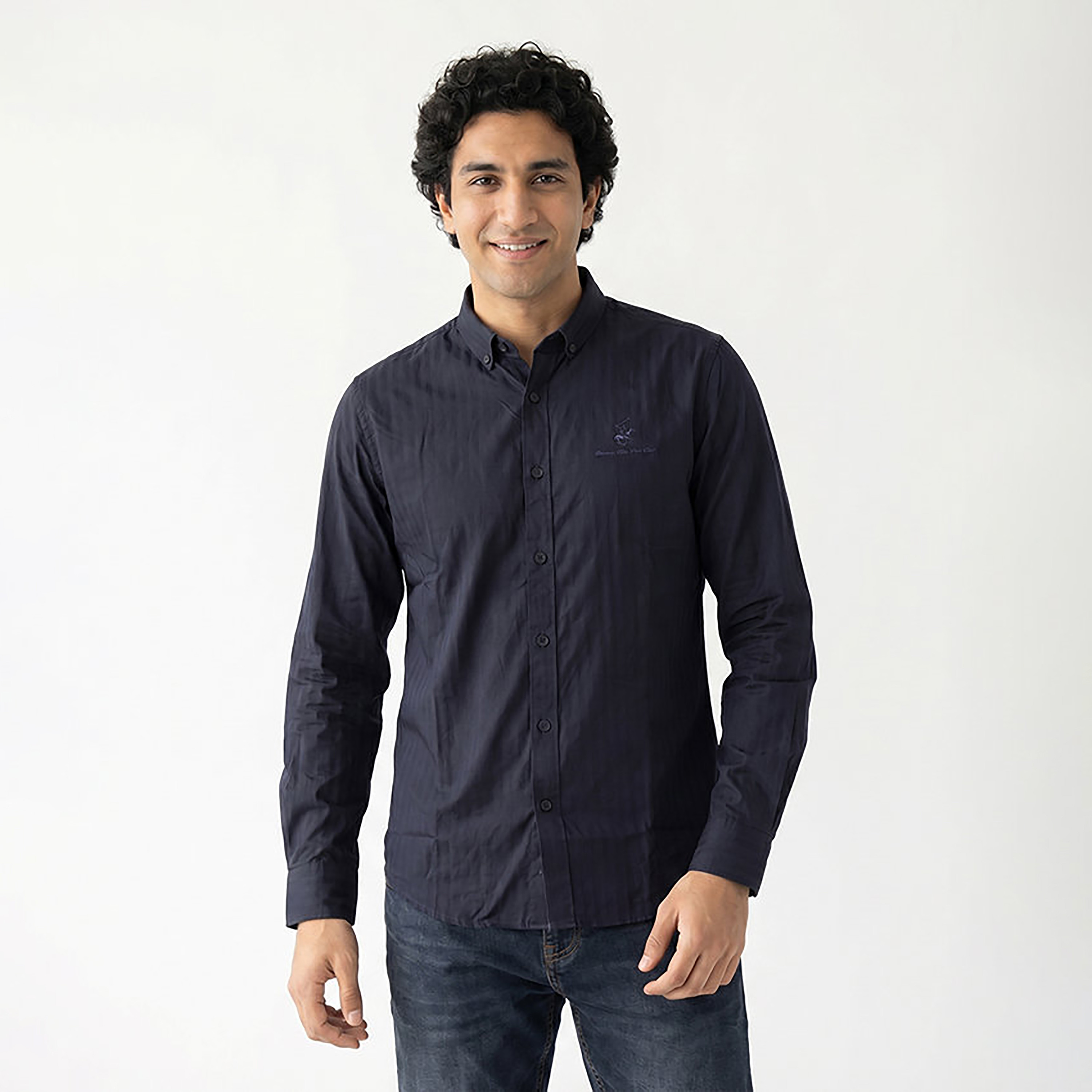 قميص رجالي مخطط بأكمام طويلة وياقة وأزرار وقصة عادية من بيفرلي هيلز بولو كلوب-men-clothing-shirts-image-1