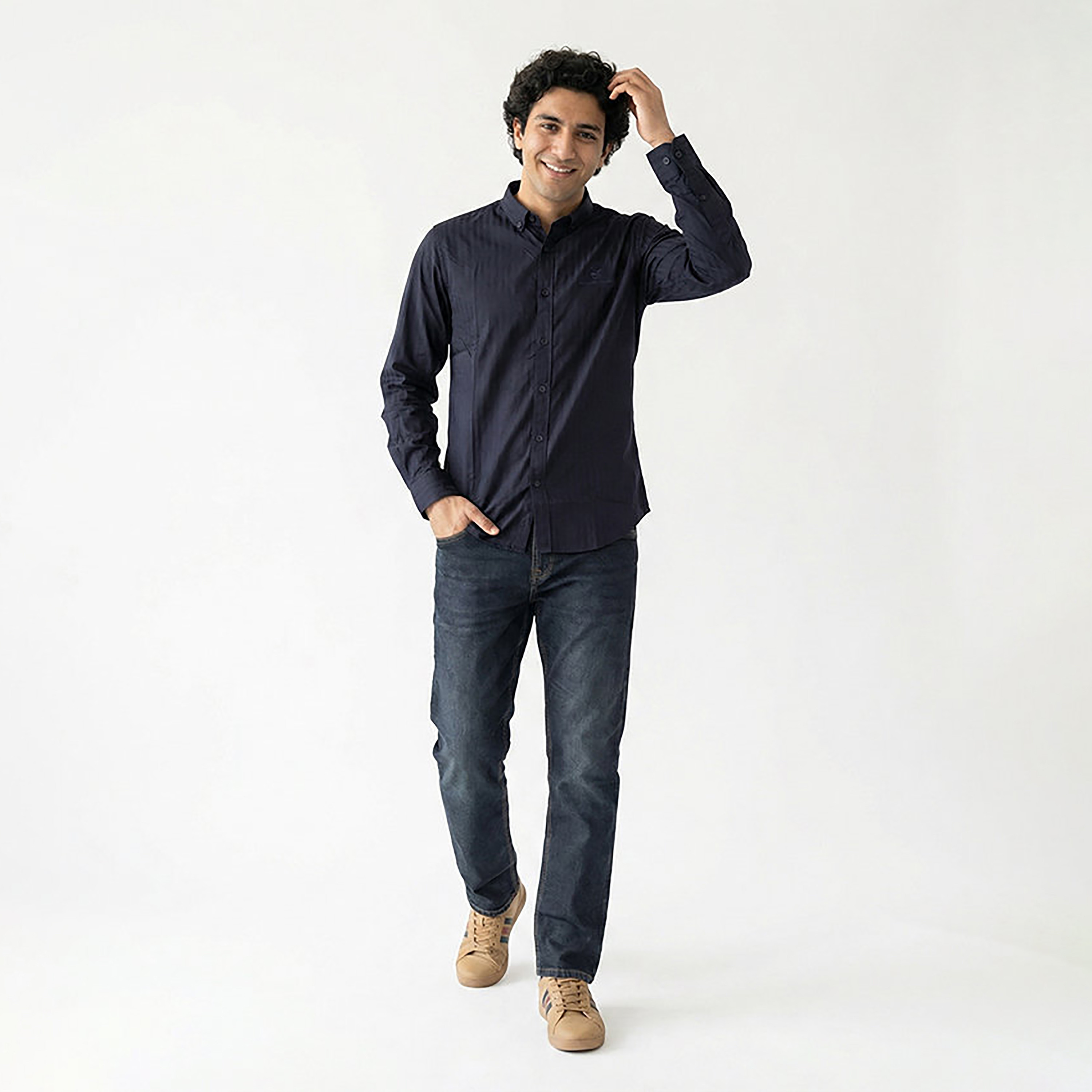 قميص رجالي مخطط بأكمام طويلة وياقة وأزرار وقصة عادية من بيفرلي هيلز بولو كلوب-men-clothing-shirts-image-3