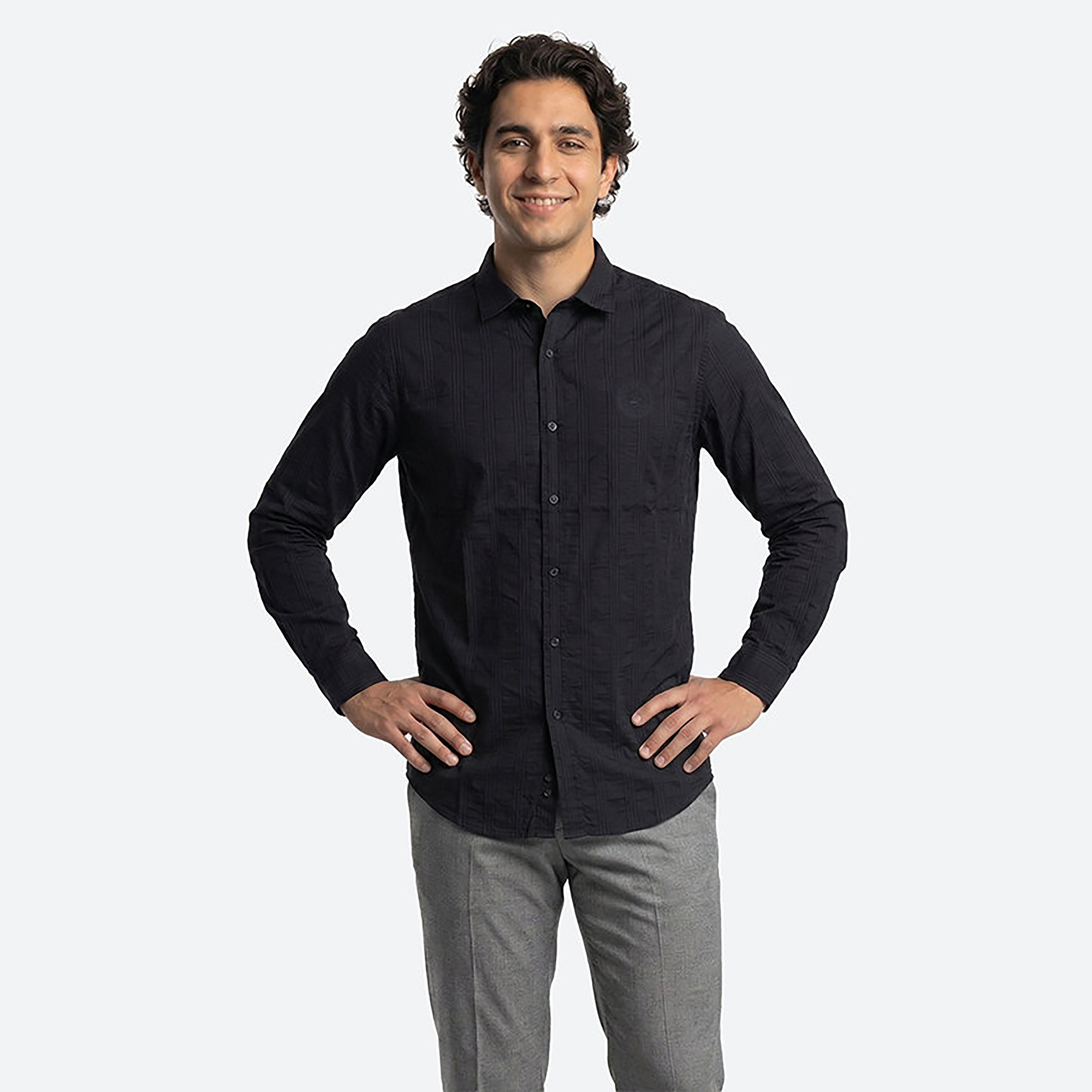 Beverly Hills Polo Club Regular Fit Striped Collared Long Sleeves Men's Shirt-men-clothing-shirts-image-1