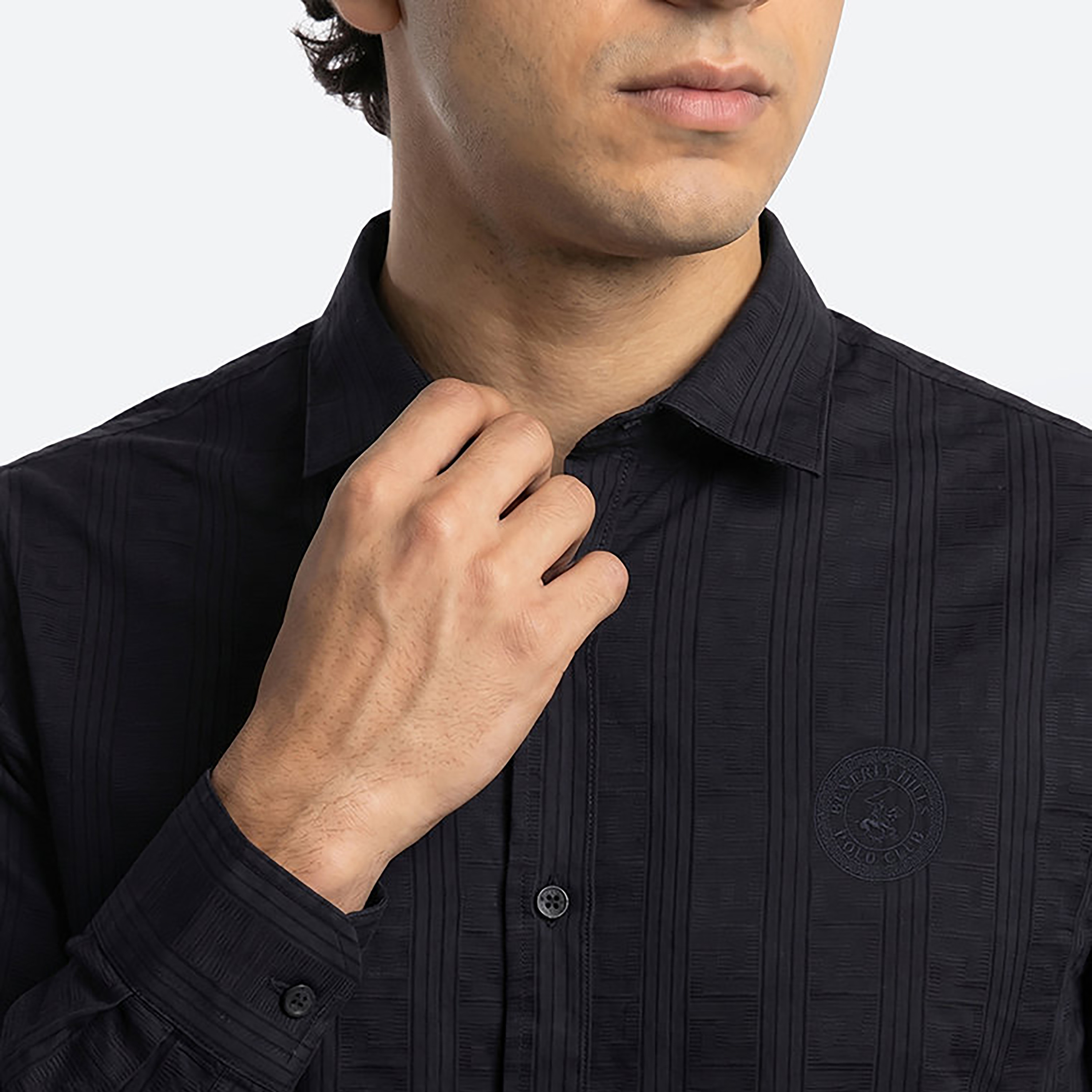 Beverly Hills Polo Club Regular Fit Striped Collared Long Sleeves Men's Shirt-men-clothing-shirts-image-4
