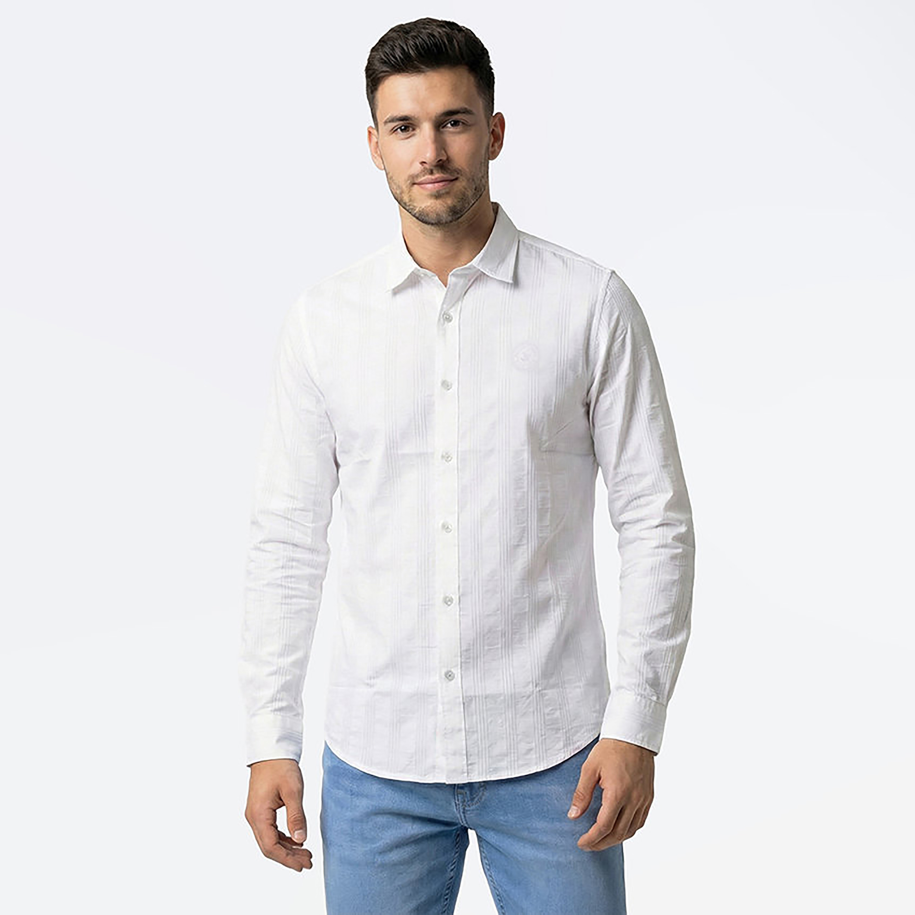 Beverly Hills Polo Club Regular Fit Striped Collared Long Sleeves Men's Shirt-men-clothing-shirts-image-1