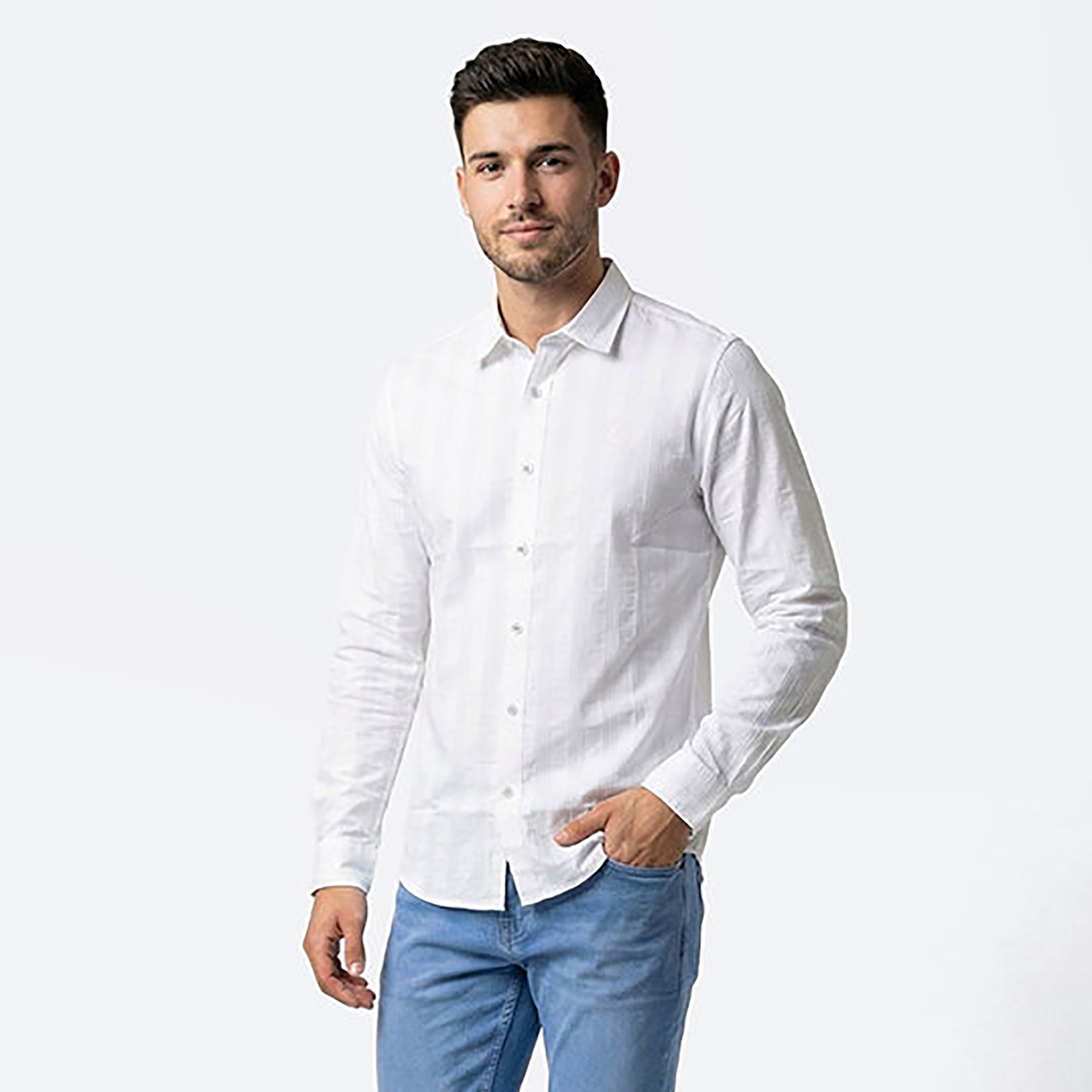 Beverly Hills Polo Club Regular Fit Striped Collared Long Sleeves Men's Shirt-men-clothing-shirts-image-3