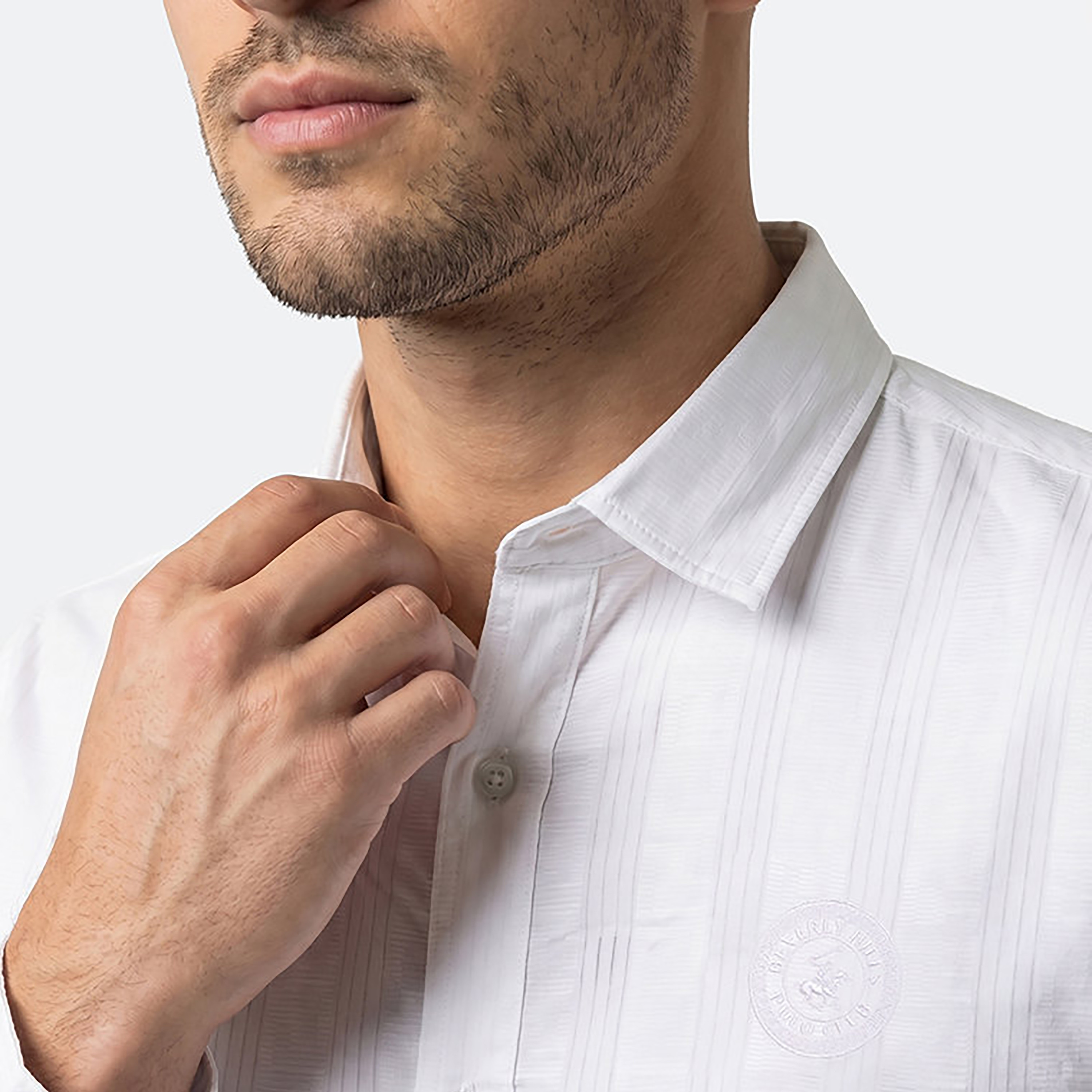 Beverly Hills Polo Club Regular Fit Striped Collared Long Sleeves Men's Shirt-men-clothing-shirts-image-4