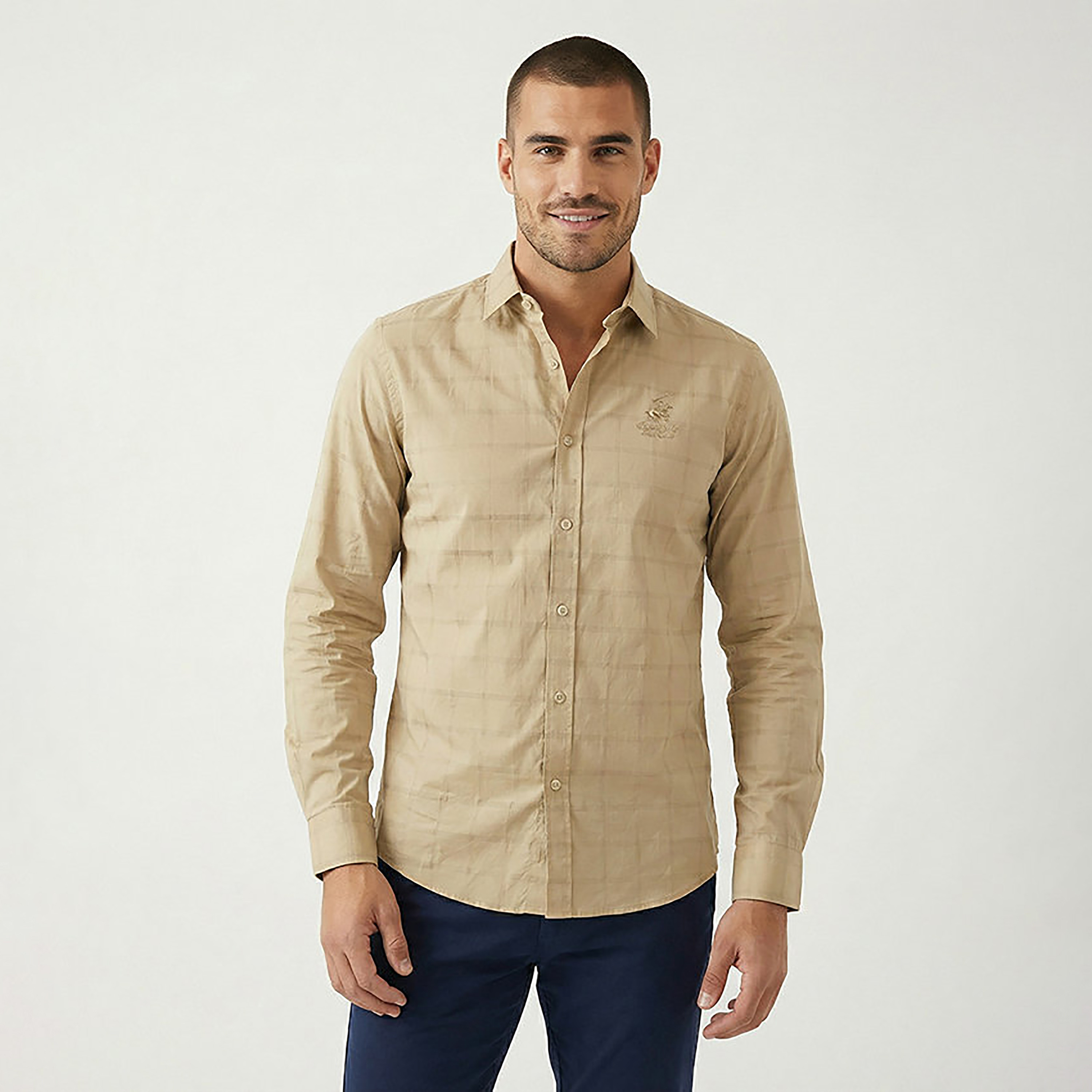 Beverly Hills Polo Club Regular Fit Checked Collared Long Sleeves Men's Shirt-men-clothing-shirts-image-1