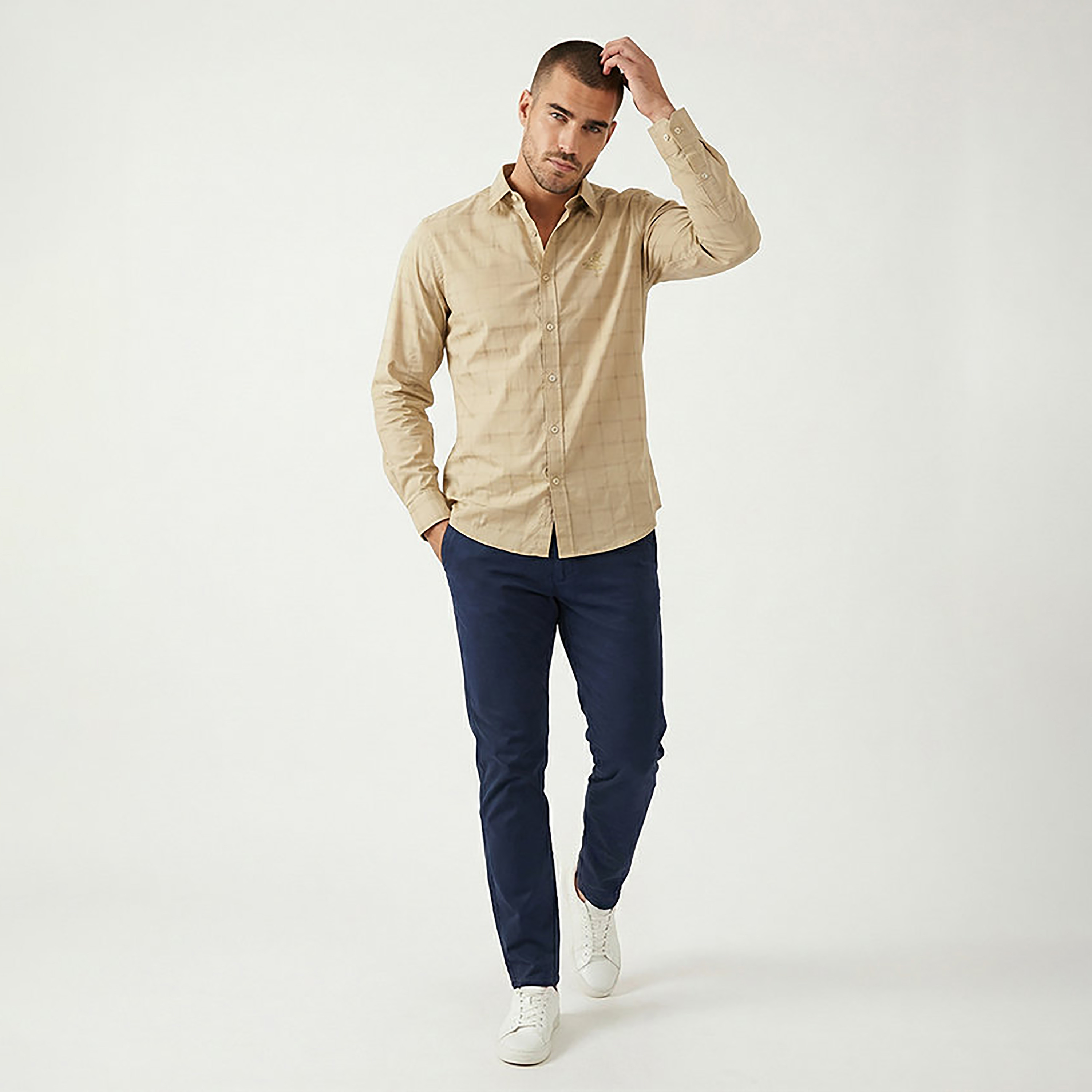 Beverly Hills Polo Club Regular Fit Checked Collared Long Sleeves Men's Shirt-men-clothing-shirts-image-3
