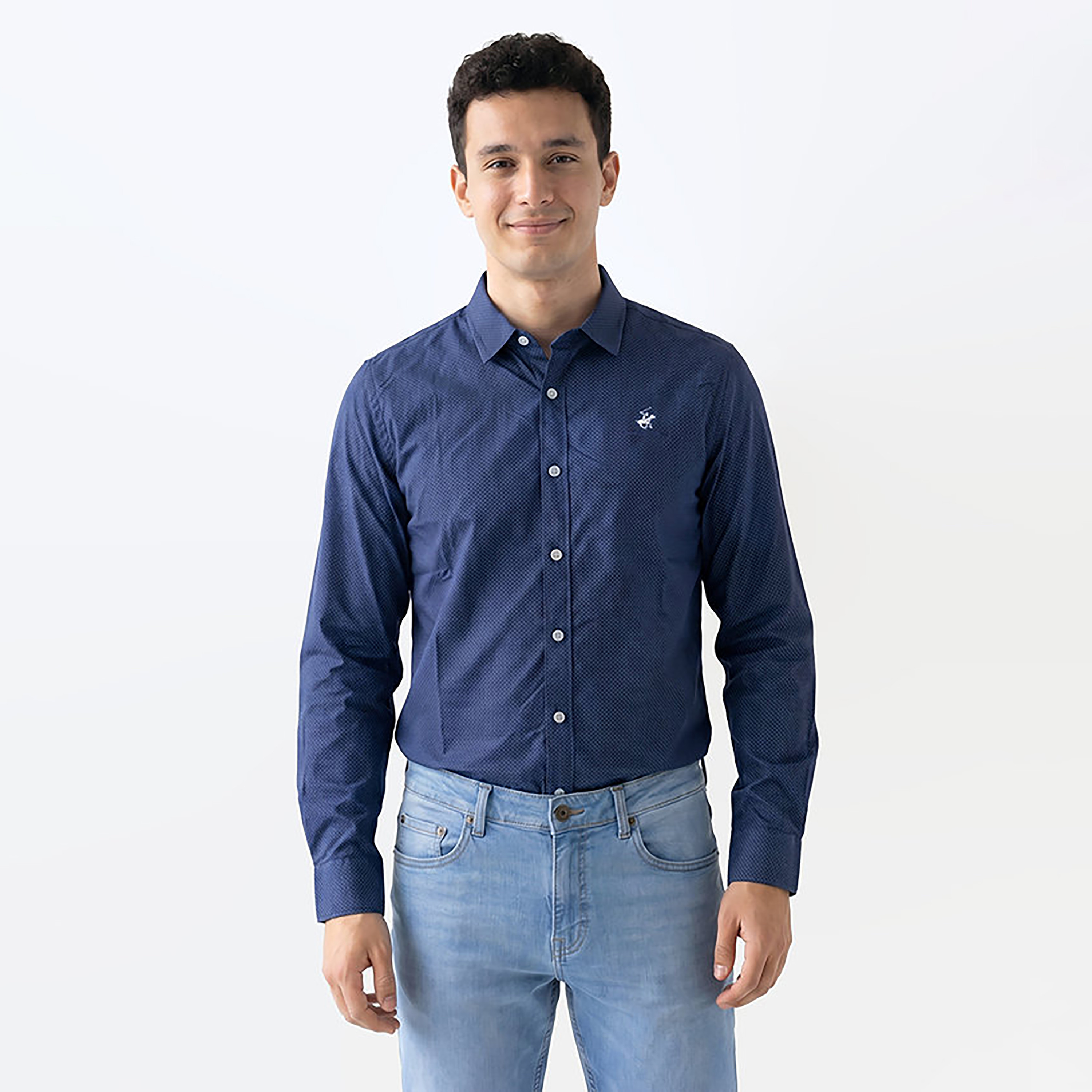 Beverly Hills Polo Club Regular Fit Micro Dot Collared Long Sleeves Men's Shirt-men-clothing-shirts-image-1