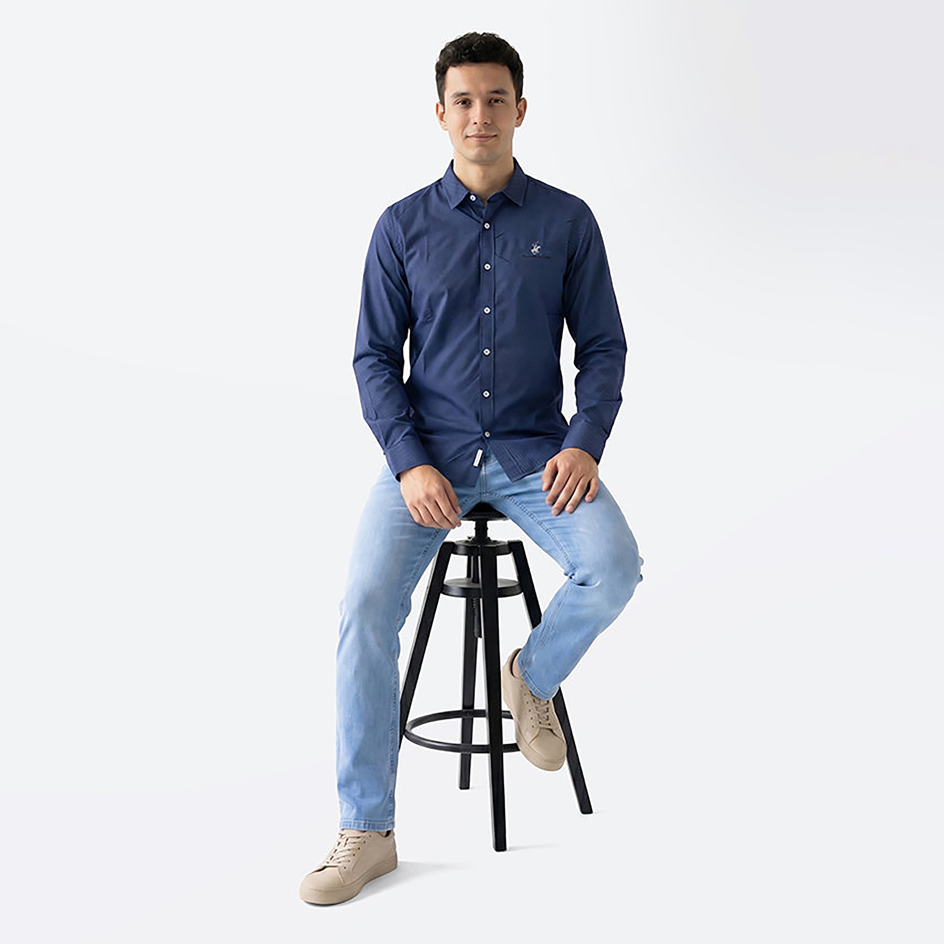 Beverly Hills Polo Club Regular Fit Micro Dot Collared Long Sleeves Men's Shirt-men-clothing-shirts-image-2
