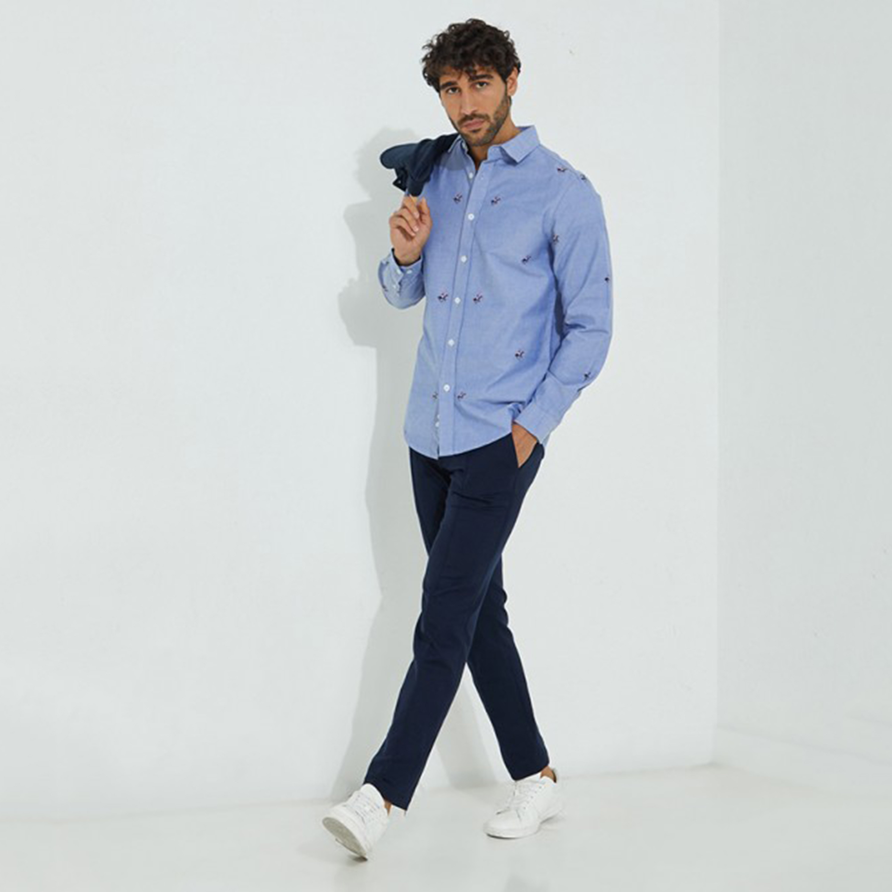 Beverly Hills Polo Club Men White Embroidered Collared Shirt with Button Closure-men-clothing-shirts-image-4