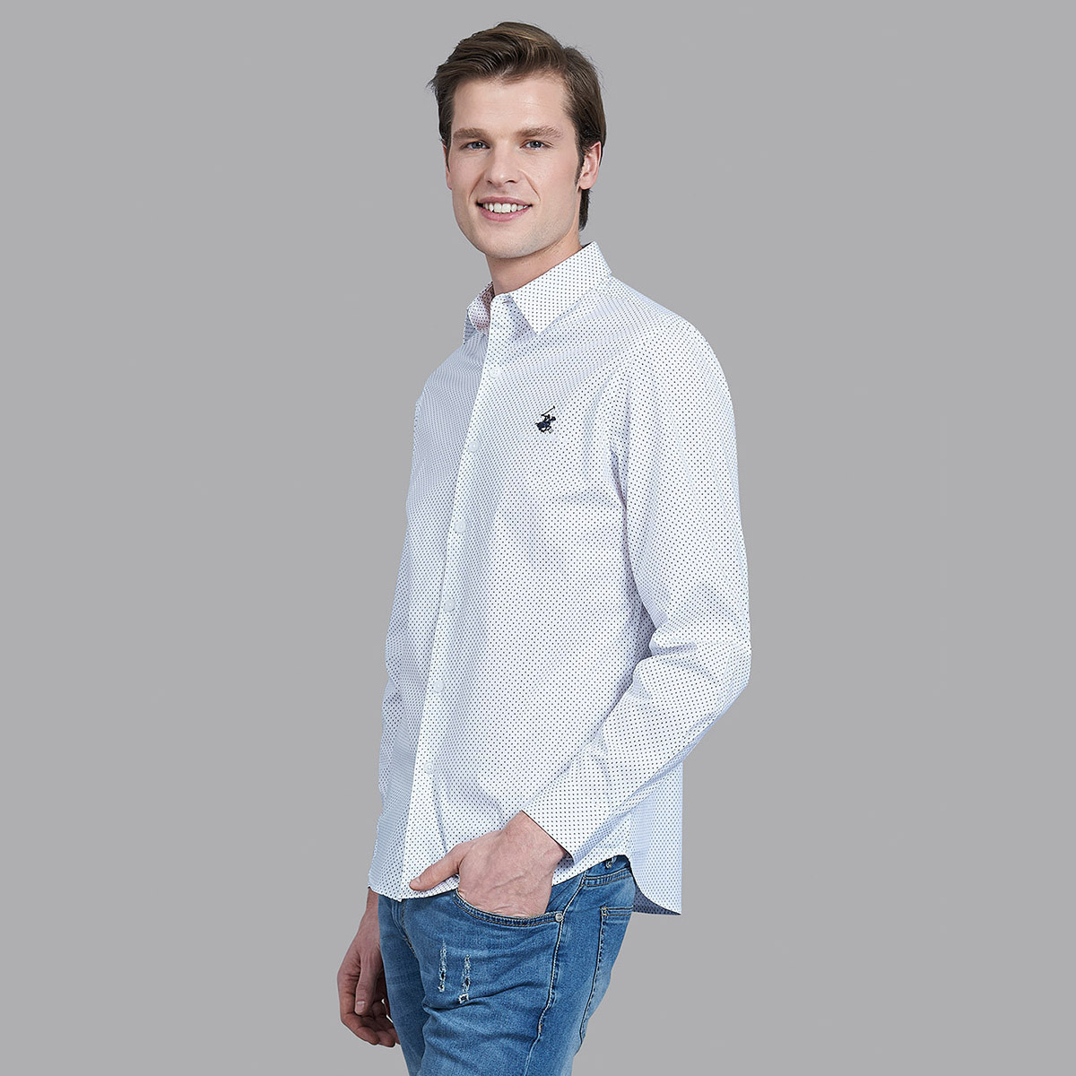 Beverly Hills Polo Club Men White Printed Long Sleeves Collared Shirt-men-clothing-shirts-image-3
