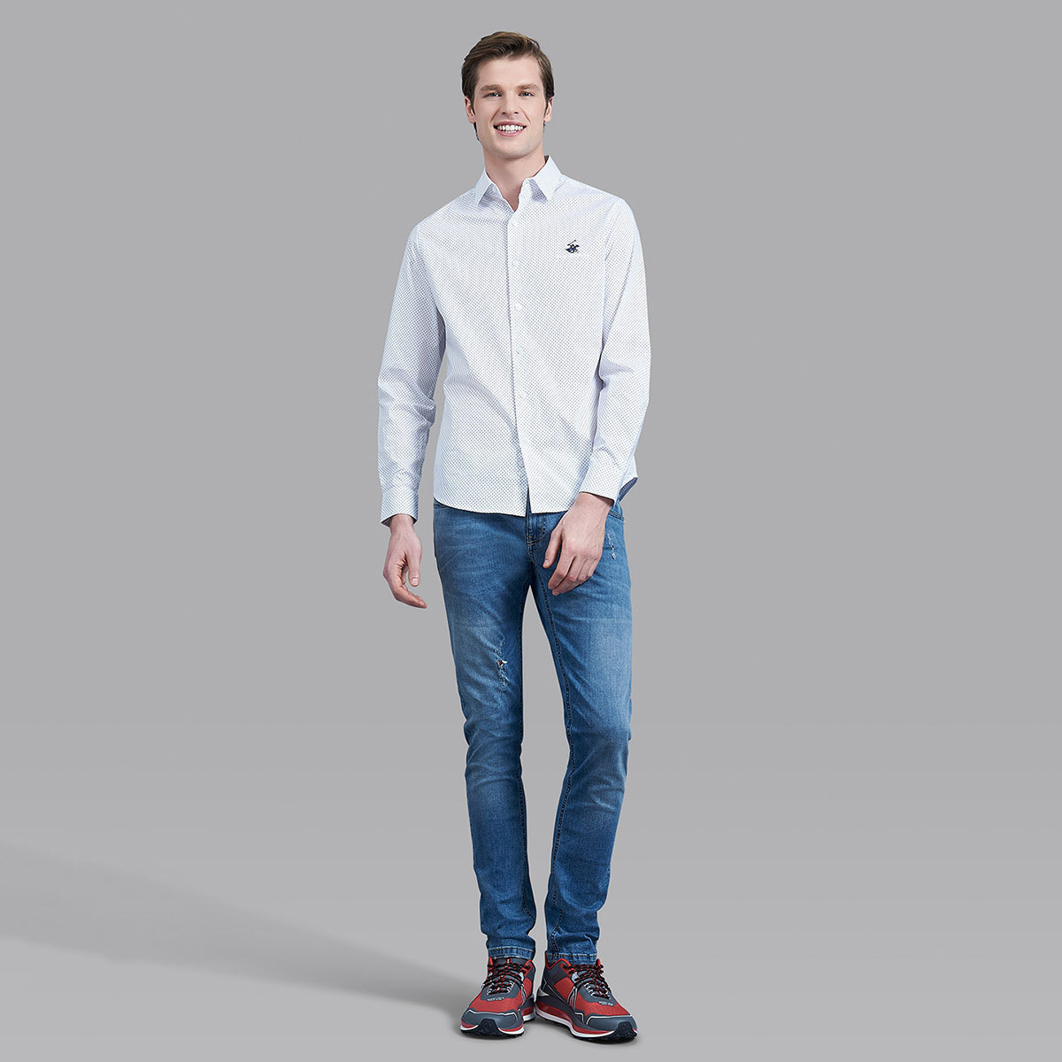 قميص بيفرلي هيلزبولو كلوب بياقة وأكمام طويلة مطبوع أبيض للرجال-men-clothing-shirts-image-6