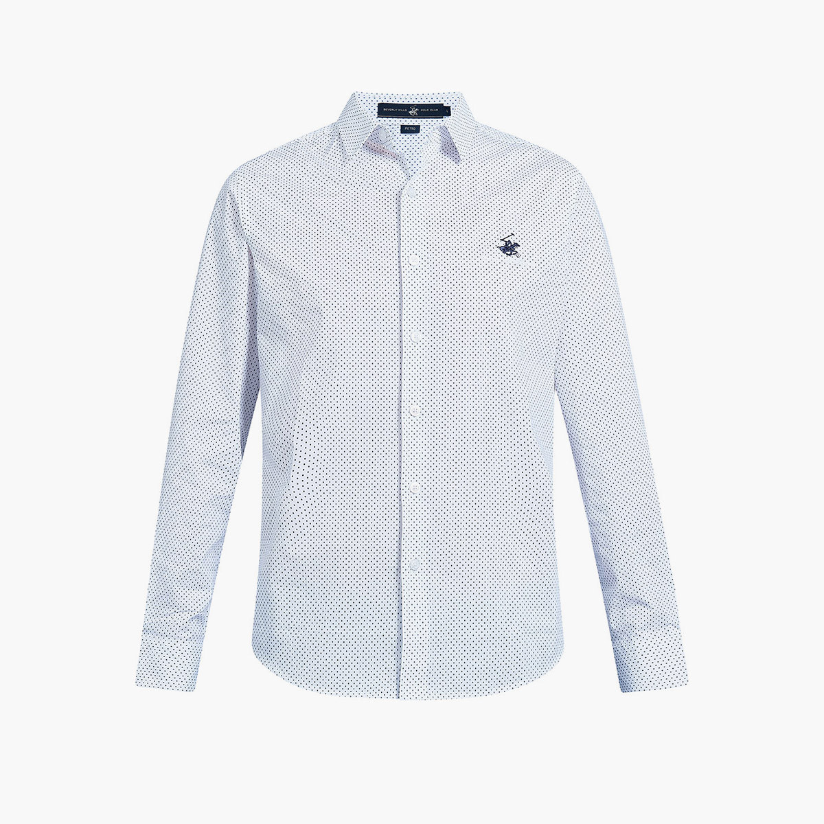 قميص بيفرلي هيلزبولو كلوب بياقة وأكمام طويلة مطبوع أبيض للرجال-men-clothing-shirts-image-7