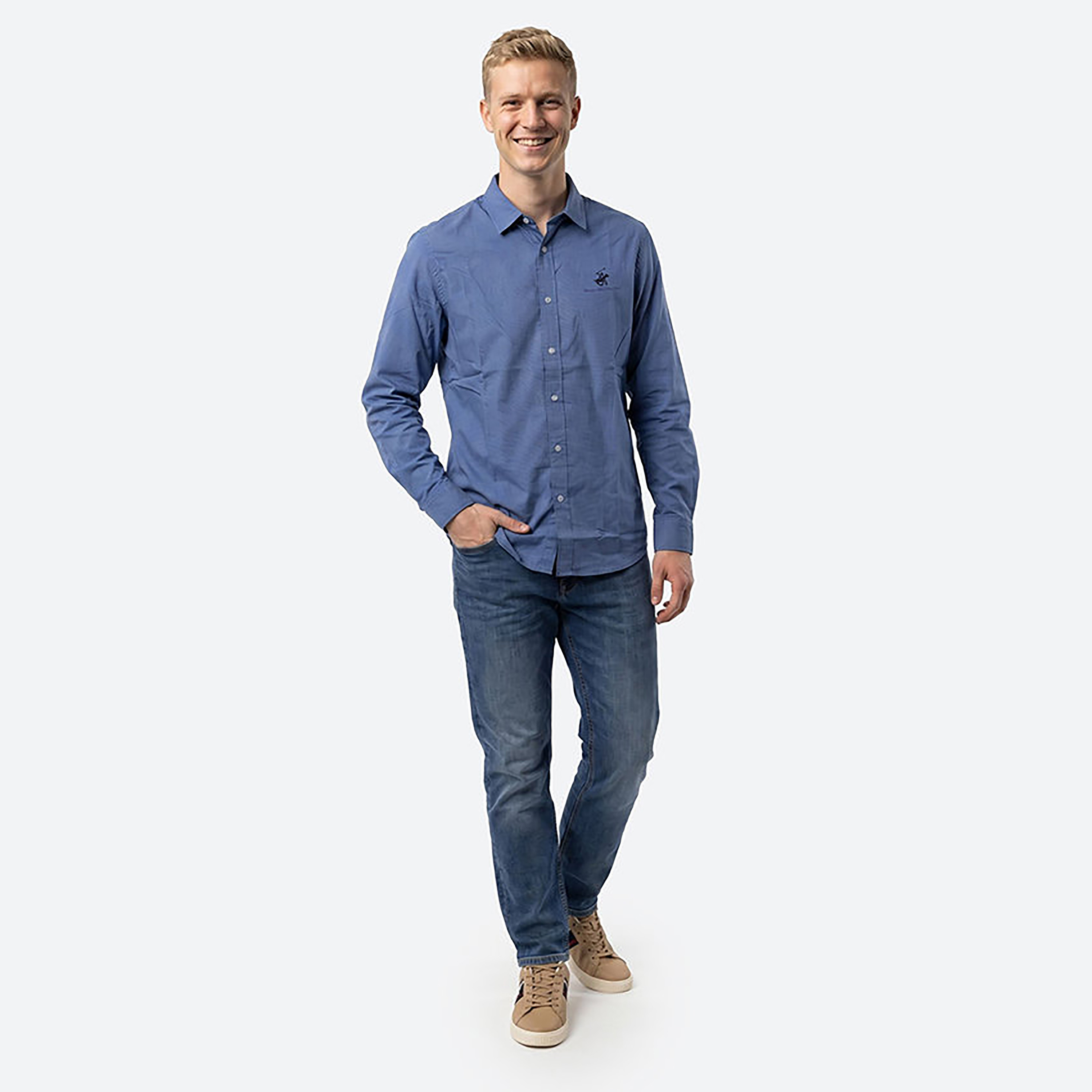 Beverly Hills Polo Club Regular Fit Checked Collared Long Sleeves Men's Shirt-men-clothing-shirts-image-1
