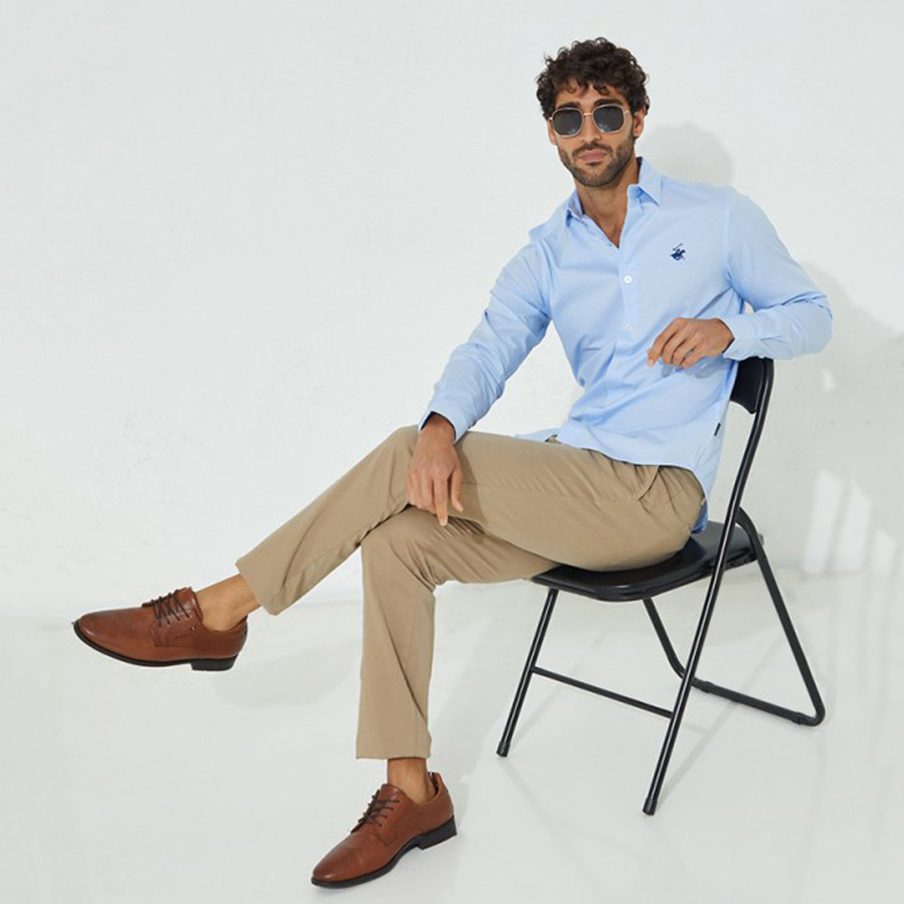 Beverly Hills Polo Club Men Blue Plain Collared Shirt with Button Closure-men-clothing-shirts-image-4