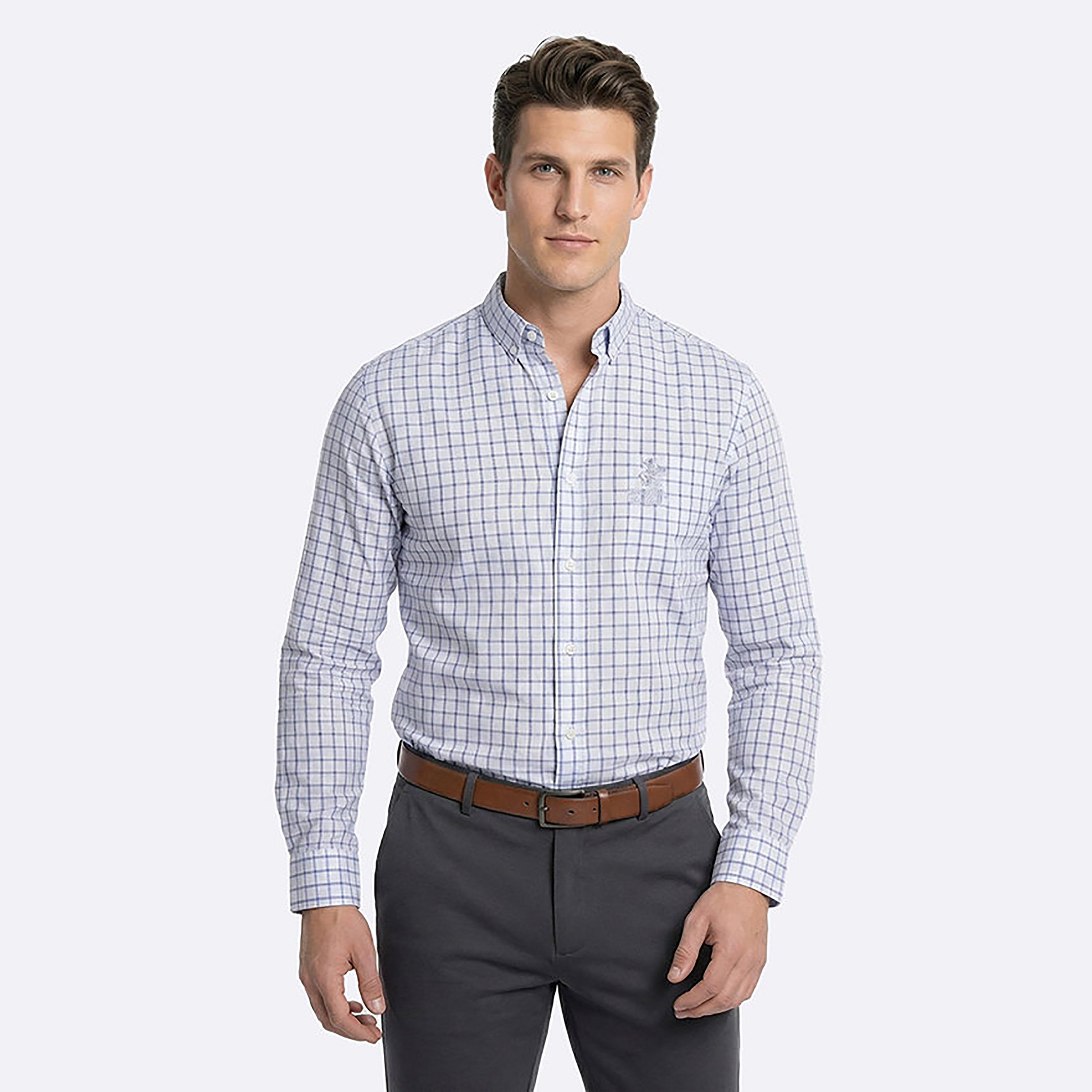Beverly Hills Polo Club Regular Fit Checked Button-Down Collar Long Sleeves Men's Shirt-men-clothing-shirts-image-1