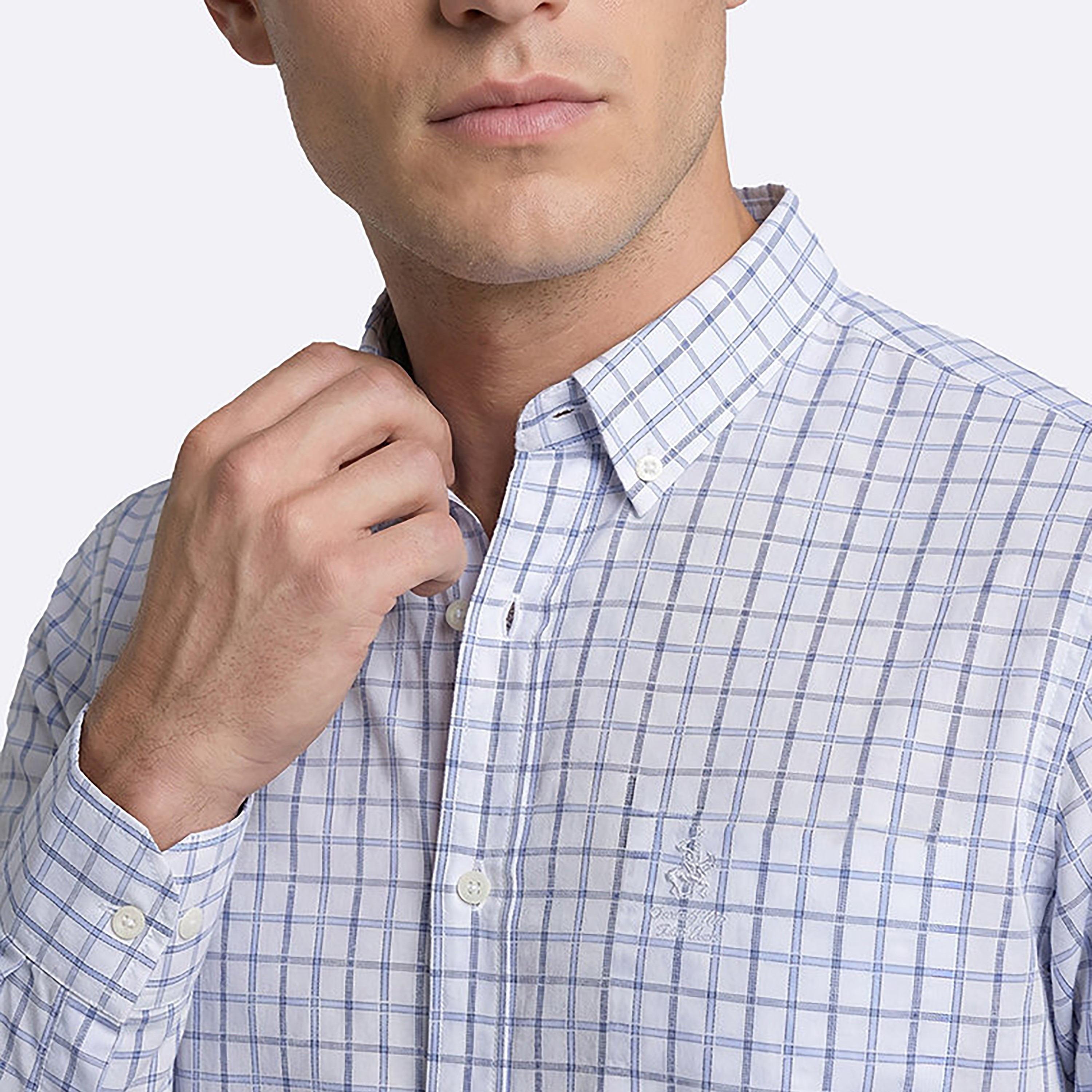 Beverly Hills Polo Club Regular Fit Checked Button-Down Collar Long Sleeves Men's Shirt-men-clothing-shirts-image-4