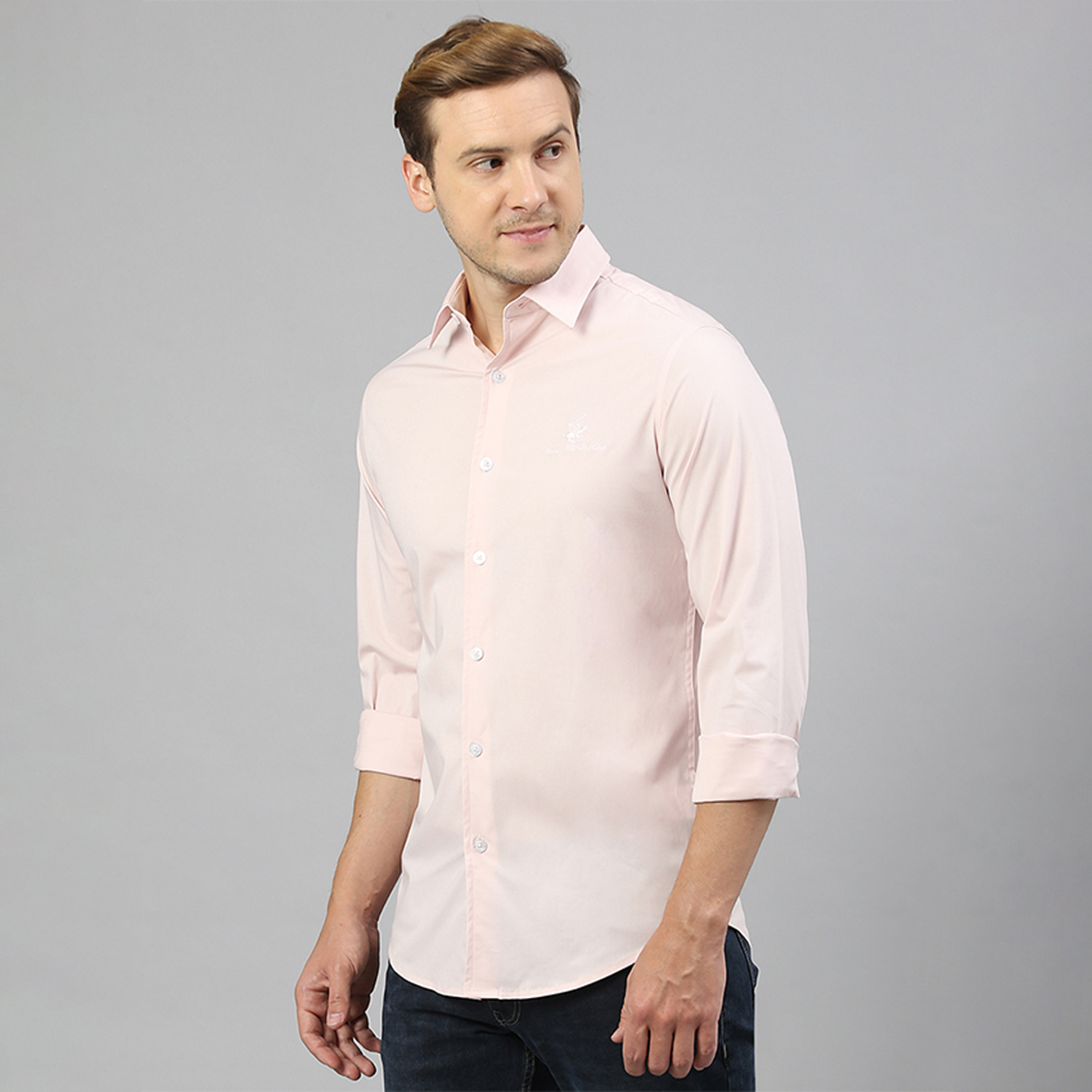 قميص من بيفرلي هيلز بولو كلوب بأكمام طويلة وياقة كلاسيكية سادة ذو ريجولار فيت-men-clothing-shirts-image-2