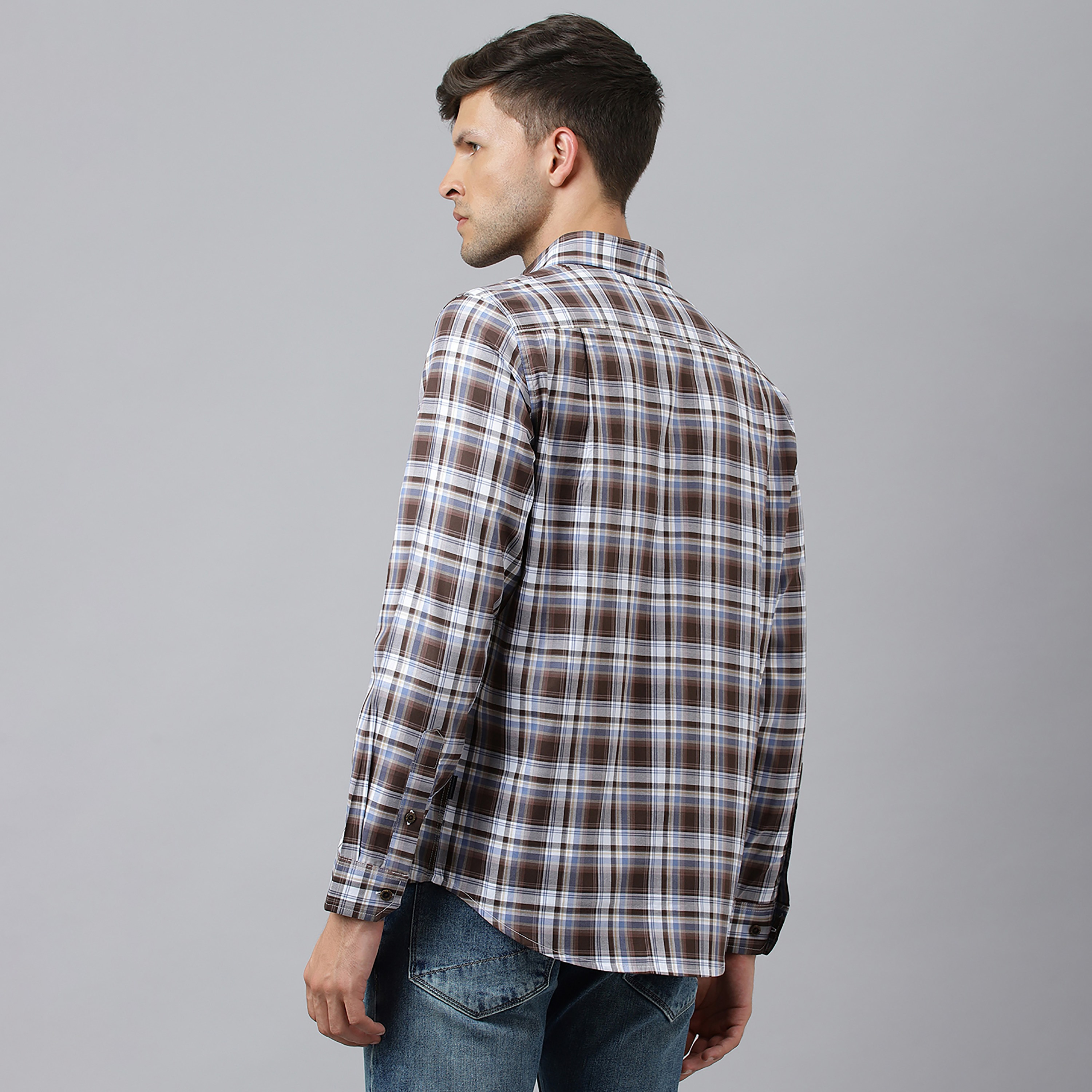 Beverly Hills Polo Club Men's Checked Collared Long Sleeve Shirt-men-clothing-shirts-image-4