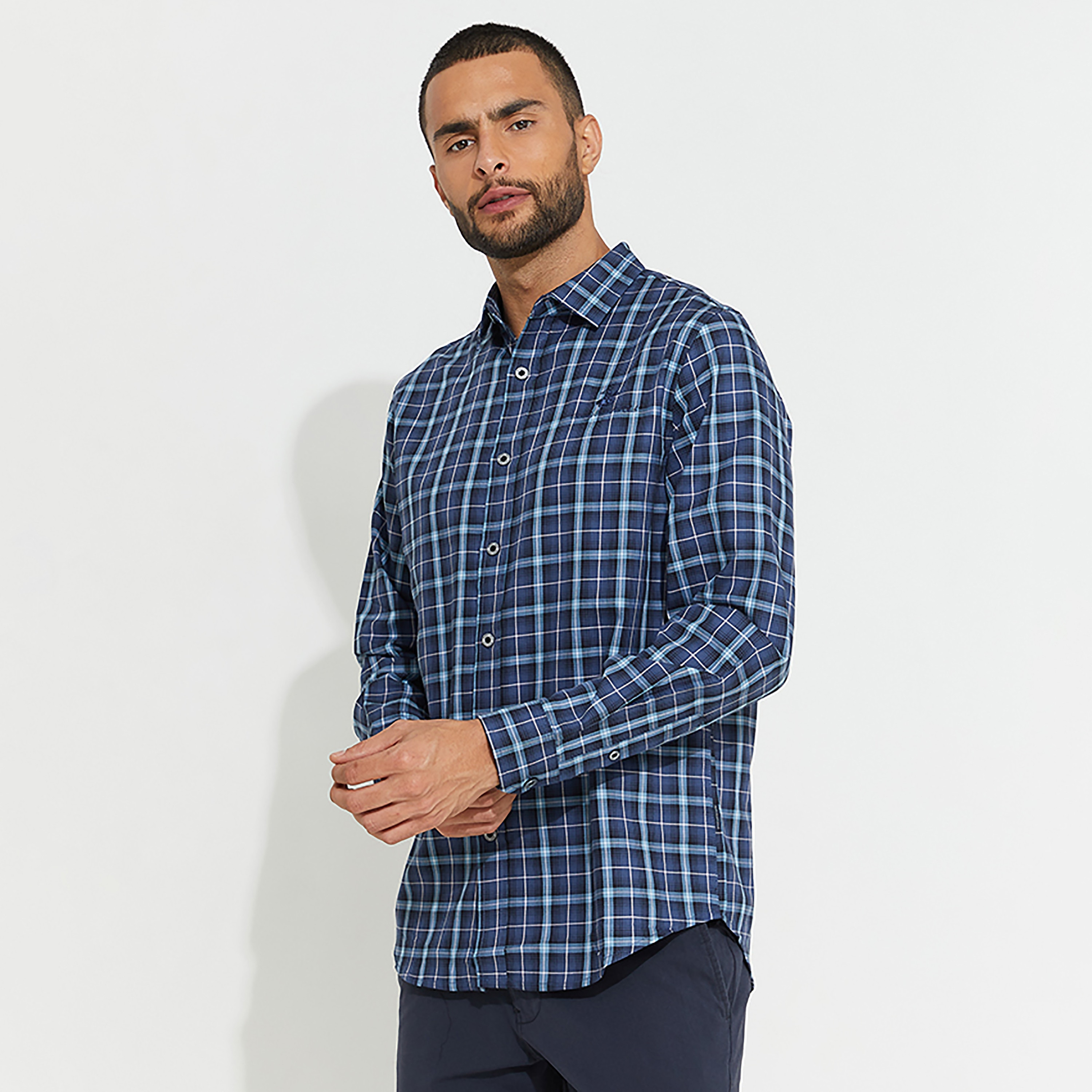Beverly Hills Polo Club Checked Long Sleeves Casual Shirt-men-clothing-shirts-image-1
